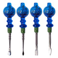 Assorted Design Light Blue Sparkly Dabbing Stick And Carb Cap With Paddle Scooper - Set-4
