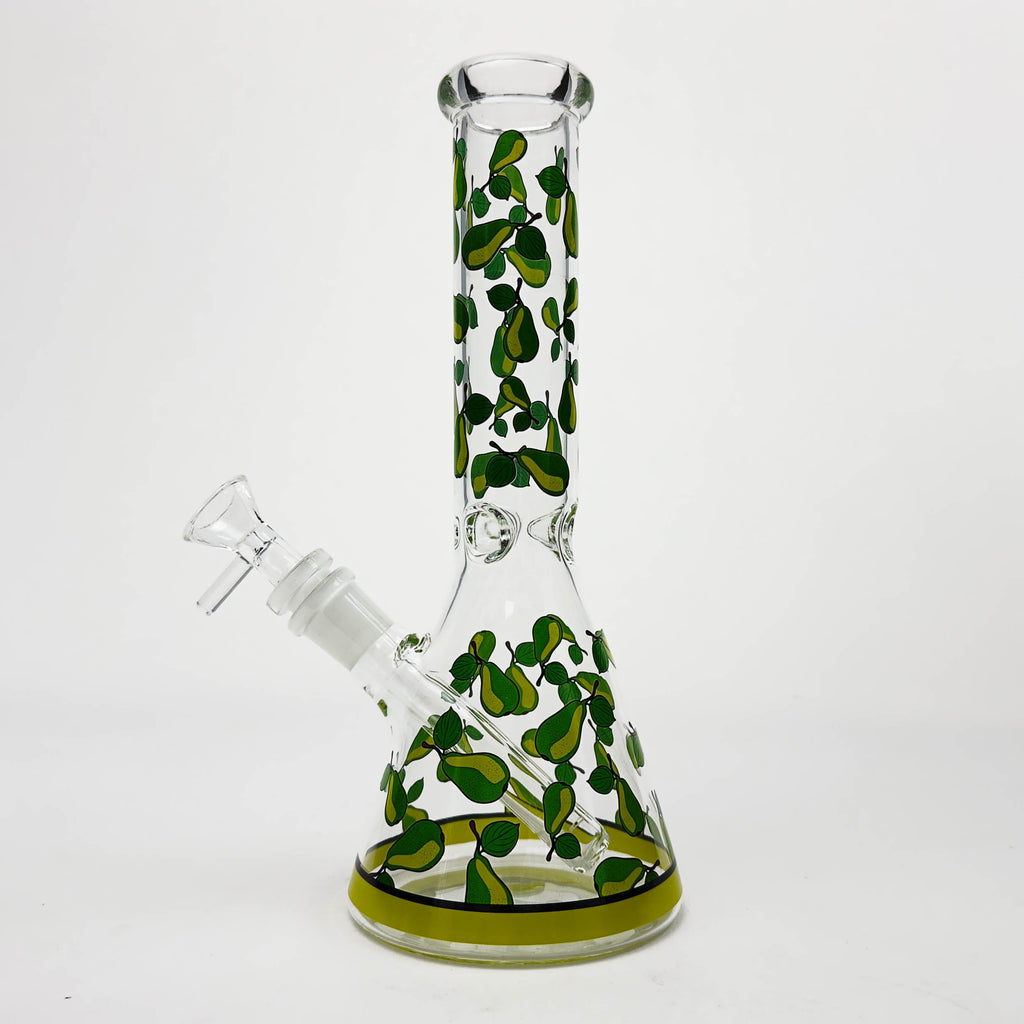 10" Glass Beaker Bong with Apple Design [FT08]