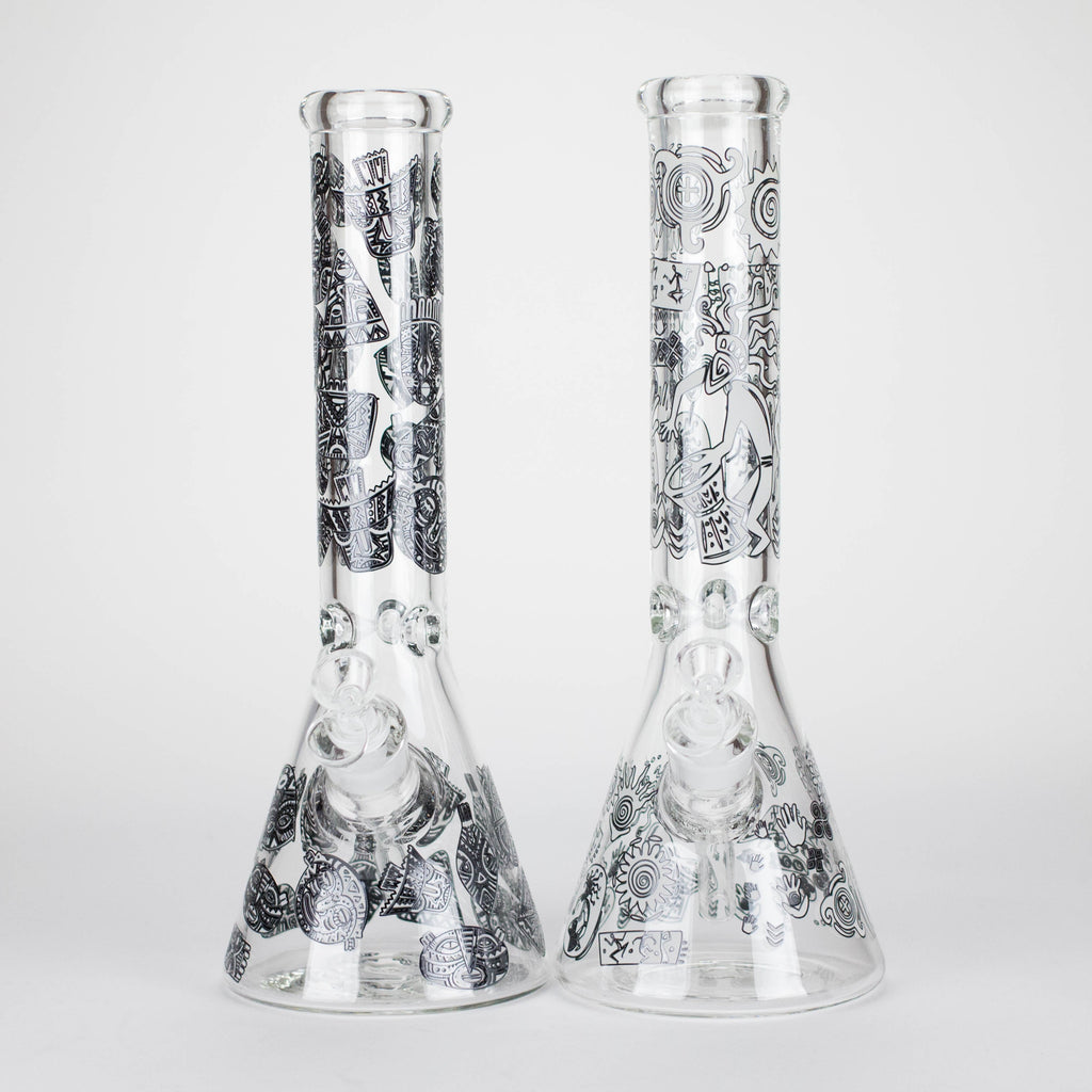 14" 7mm Thick Glass Water Bong – Glow in the Dark Beaker Bong