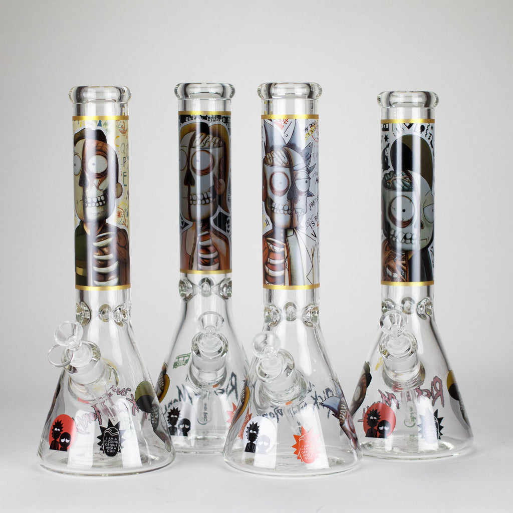 14" 7mm RM Skull Glass Bong – Heavy Duty Beaker Water Pipe [FTLL08]