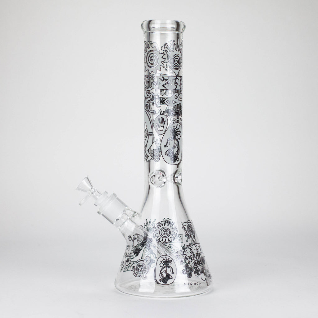 14" 7mm Thick Glass Water Bong – Glow in the Dark Beaker Bong
