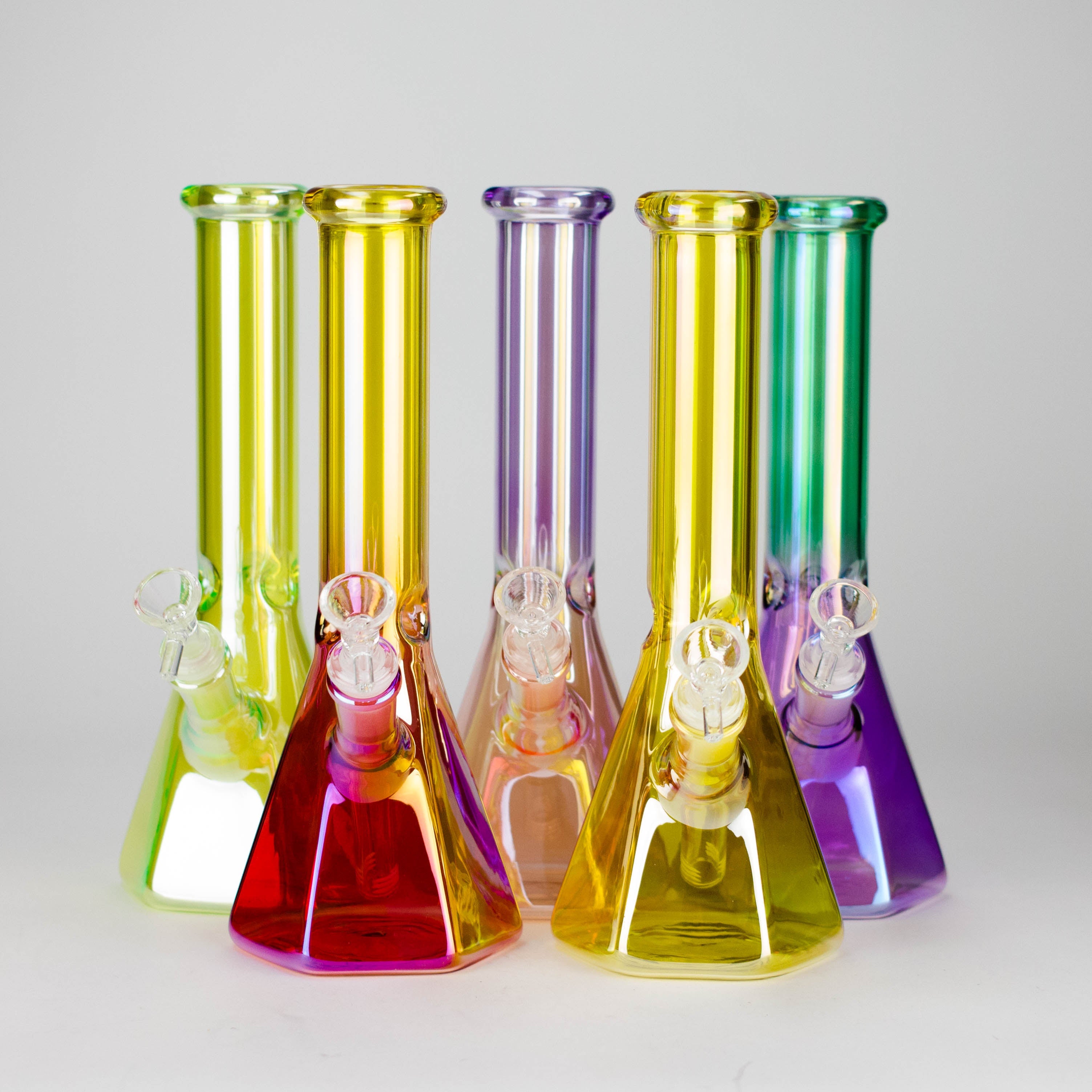10" Two-Tone Color Glass Beaker Bong with Octagon Base
