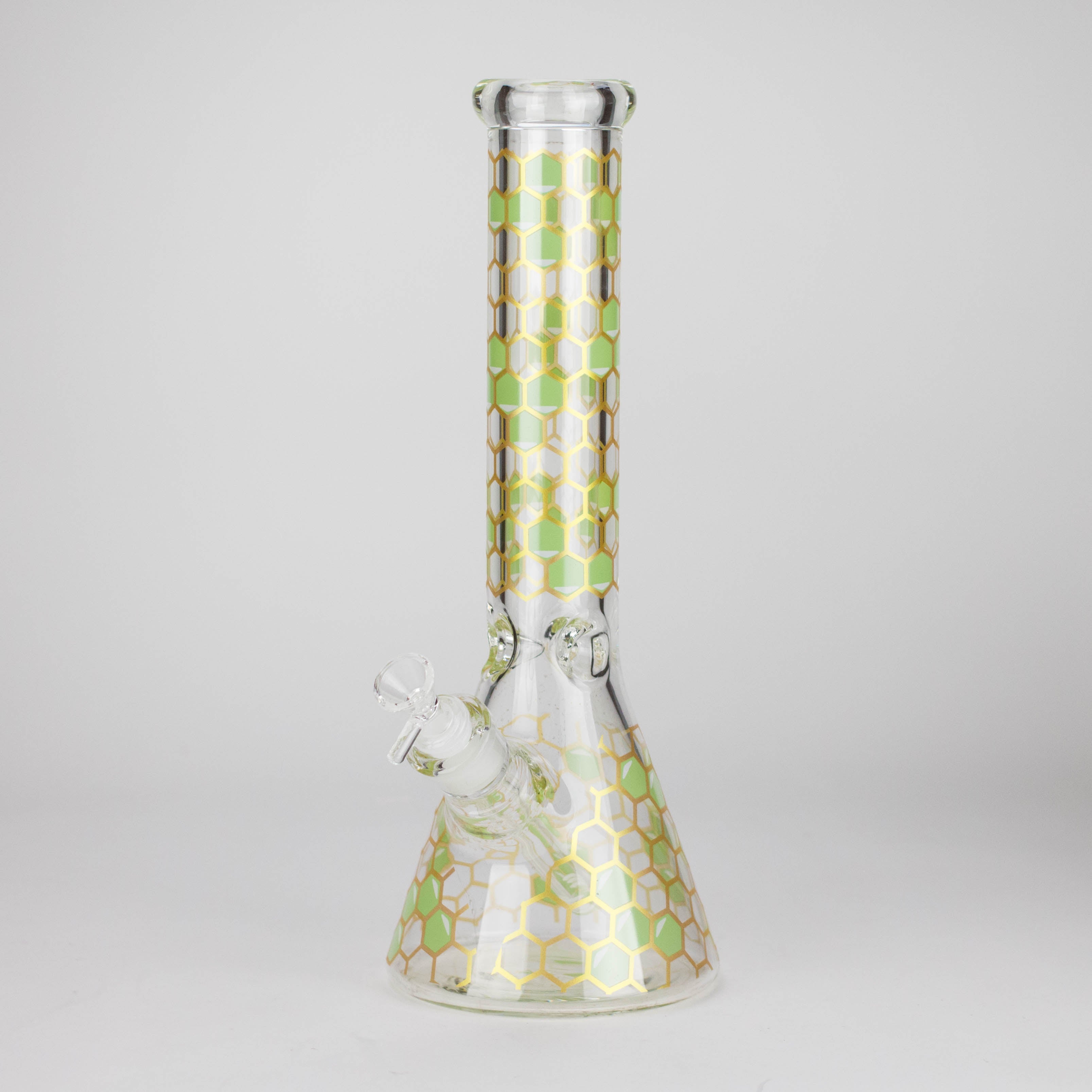 14" Beehive Design 7mm Thick Heavy Duty Glass Beaker Bong