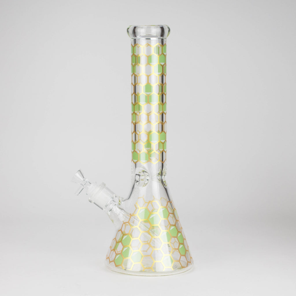 14" Beehive Design 7mm Thick Heavy Duty Glass Beaker Bong