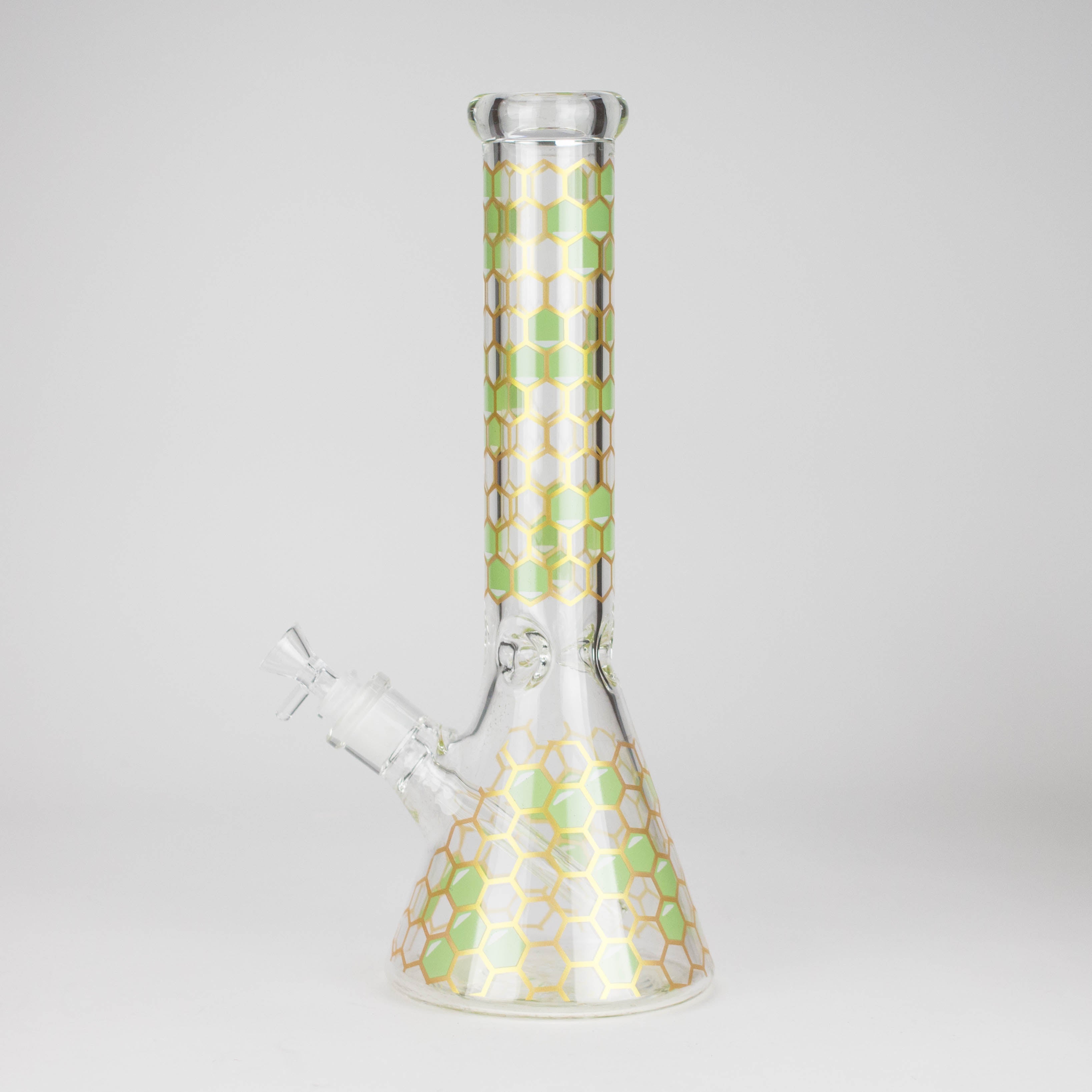 14" Beehive Design 7mm Thick Heavy Duty Glass Beaker Bong