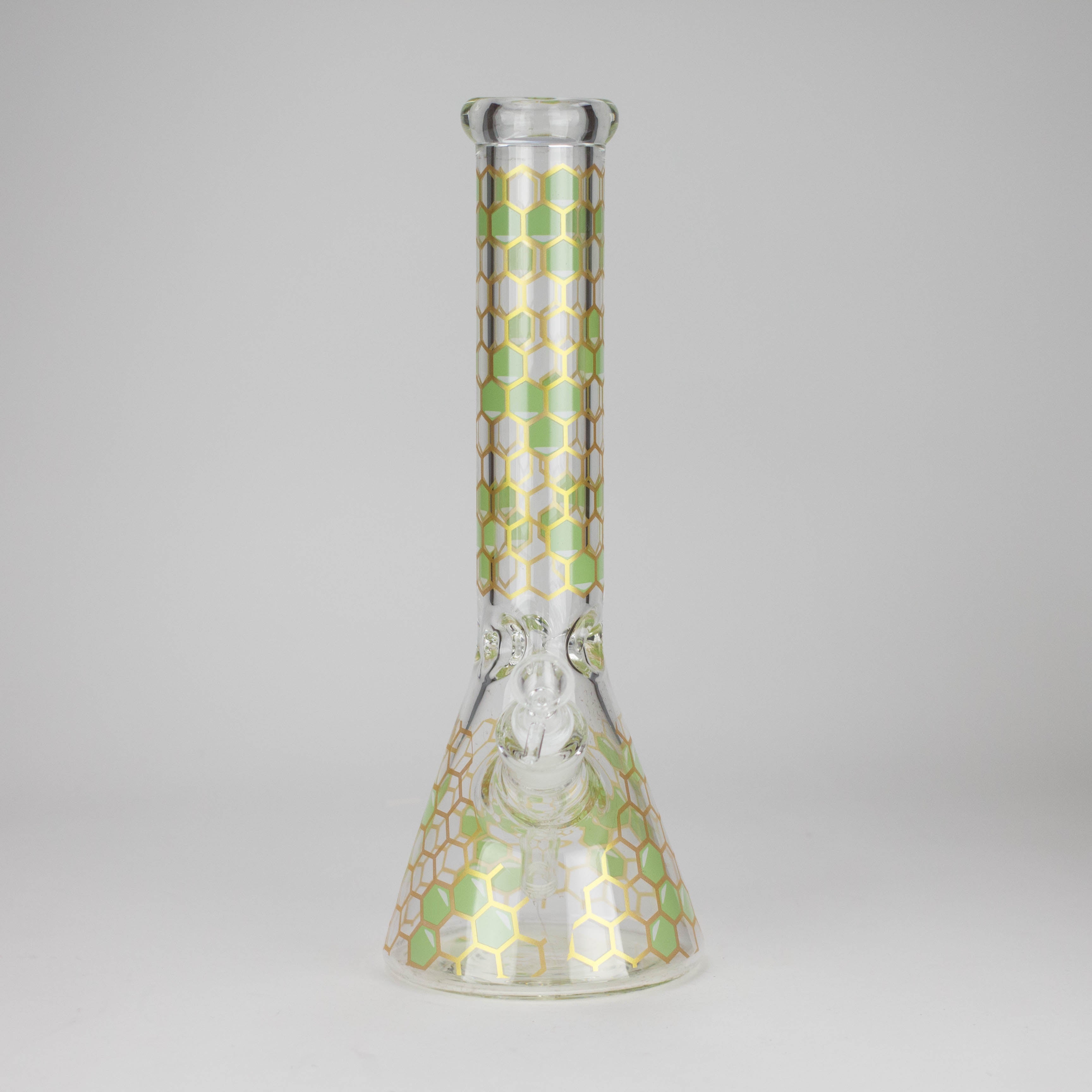 14" Beehive Design 7mm Thick Heavy Duty Glass Beaker Bong