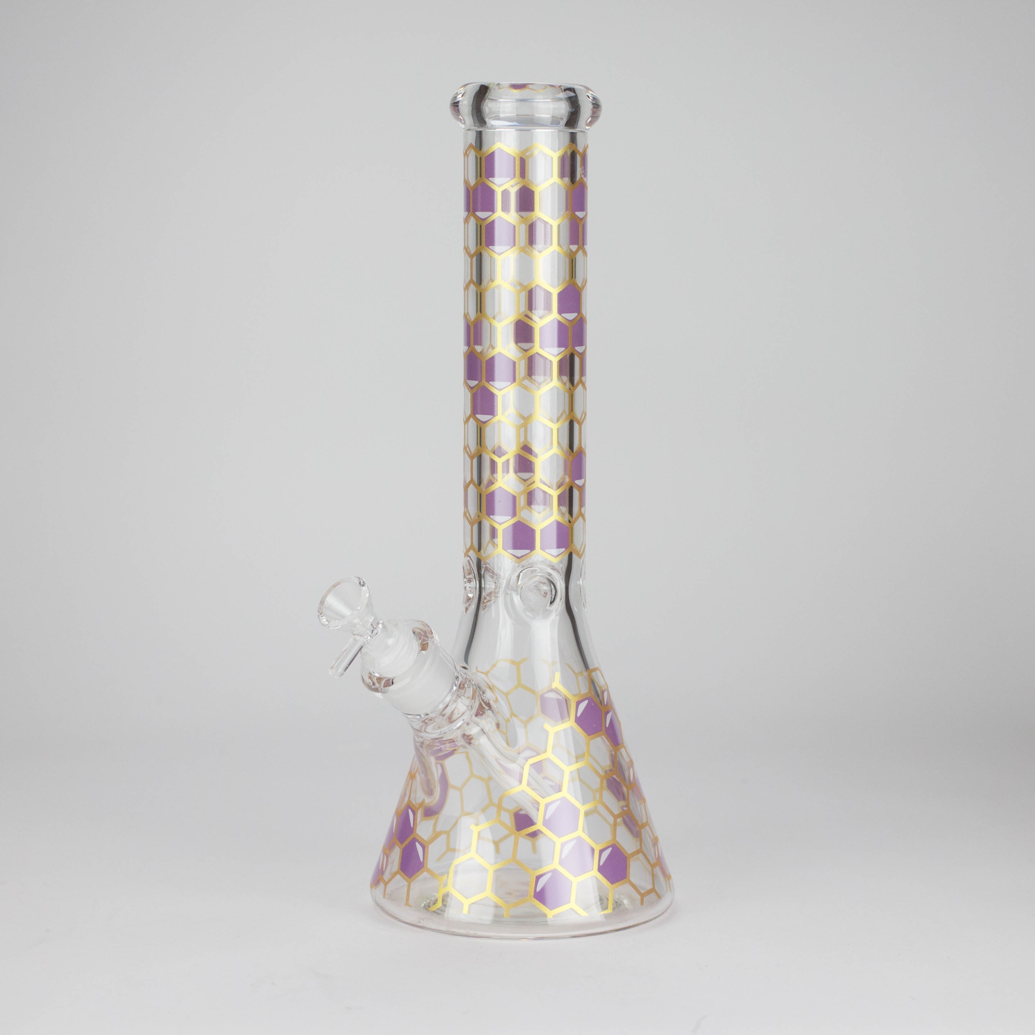 14" Beehive Design 7mm Thick Heavy Duty Glass Beaker Bong