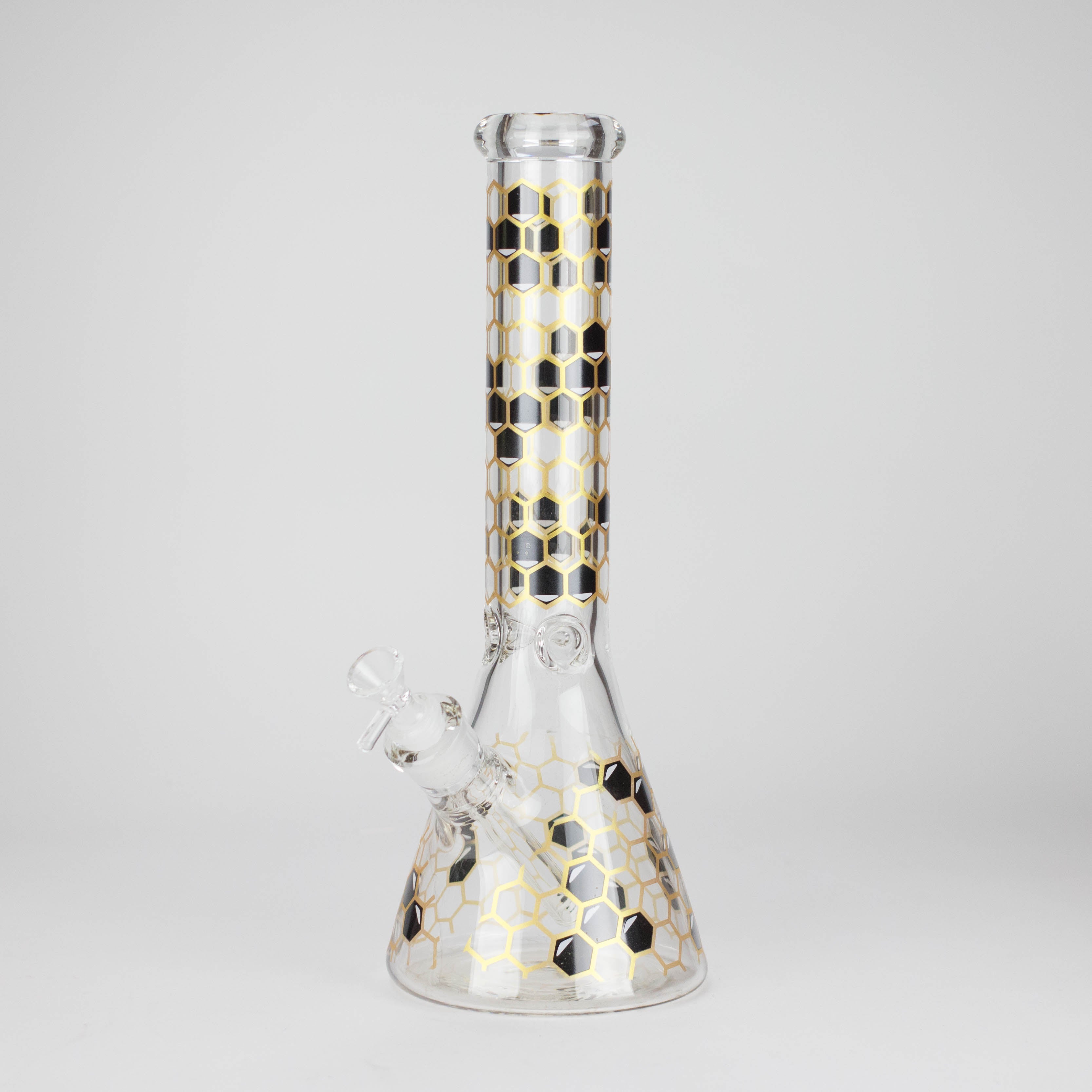 14" Beehive Design 7mm Thick Heavy Duty Glass Beaker Bong