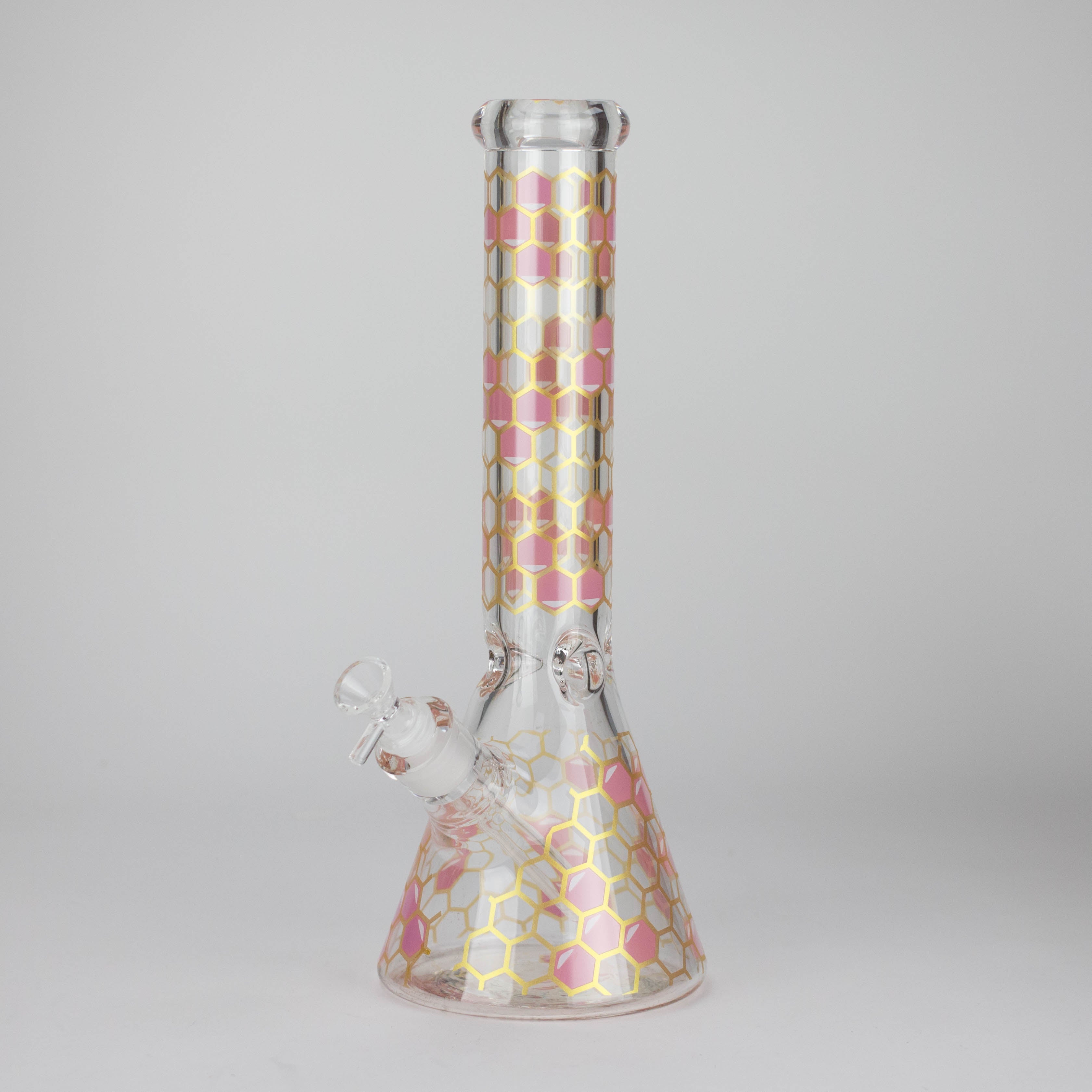 14" Beehive Design 7mm Thick Heavy Duty Glass Beaker Bong
