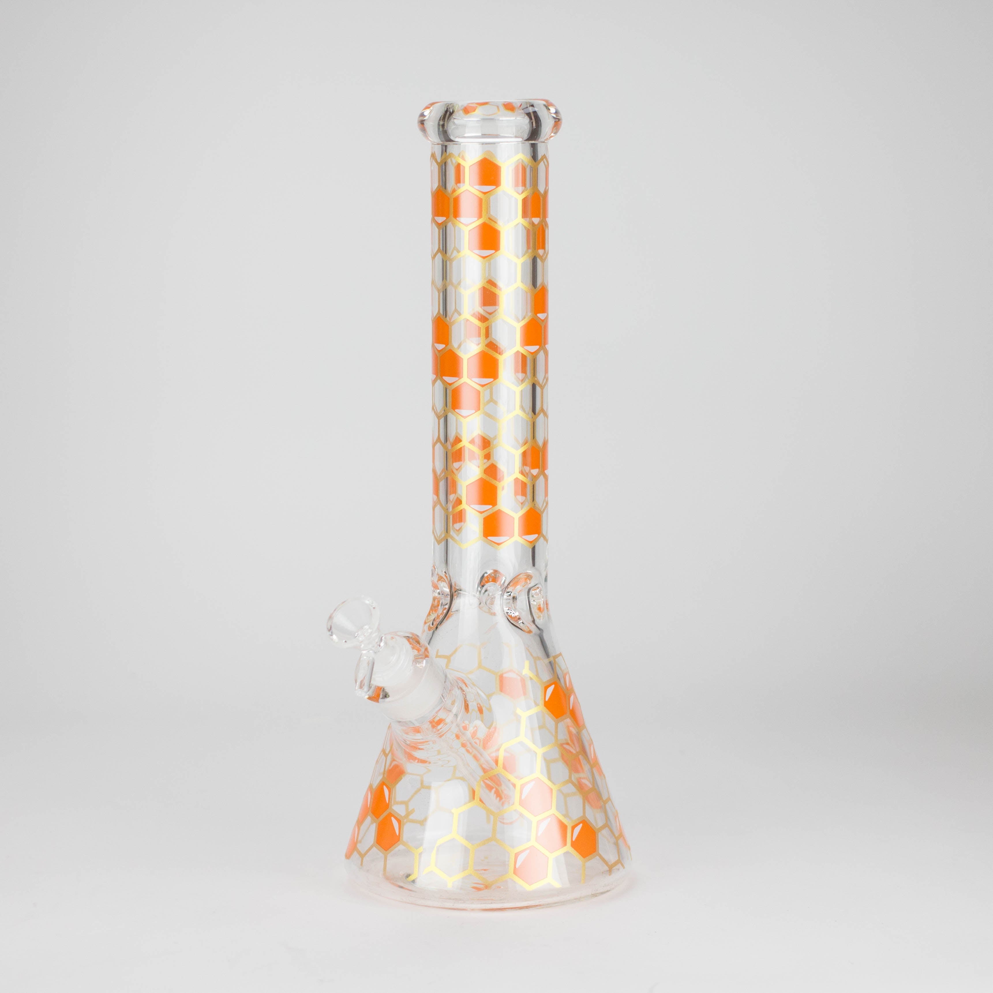 14" Beehive Design 7mm Thick Heavy Duty Glass Beaker Bong