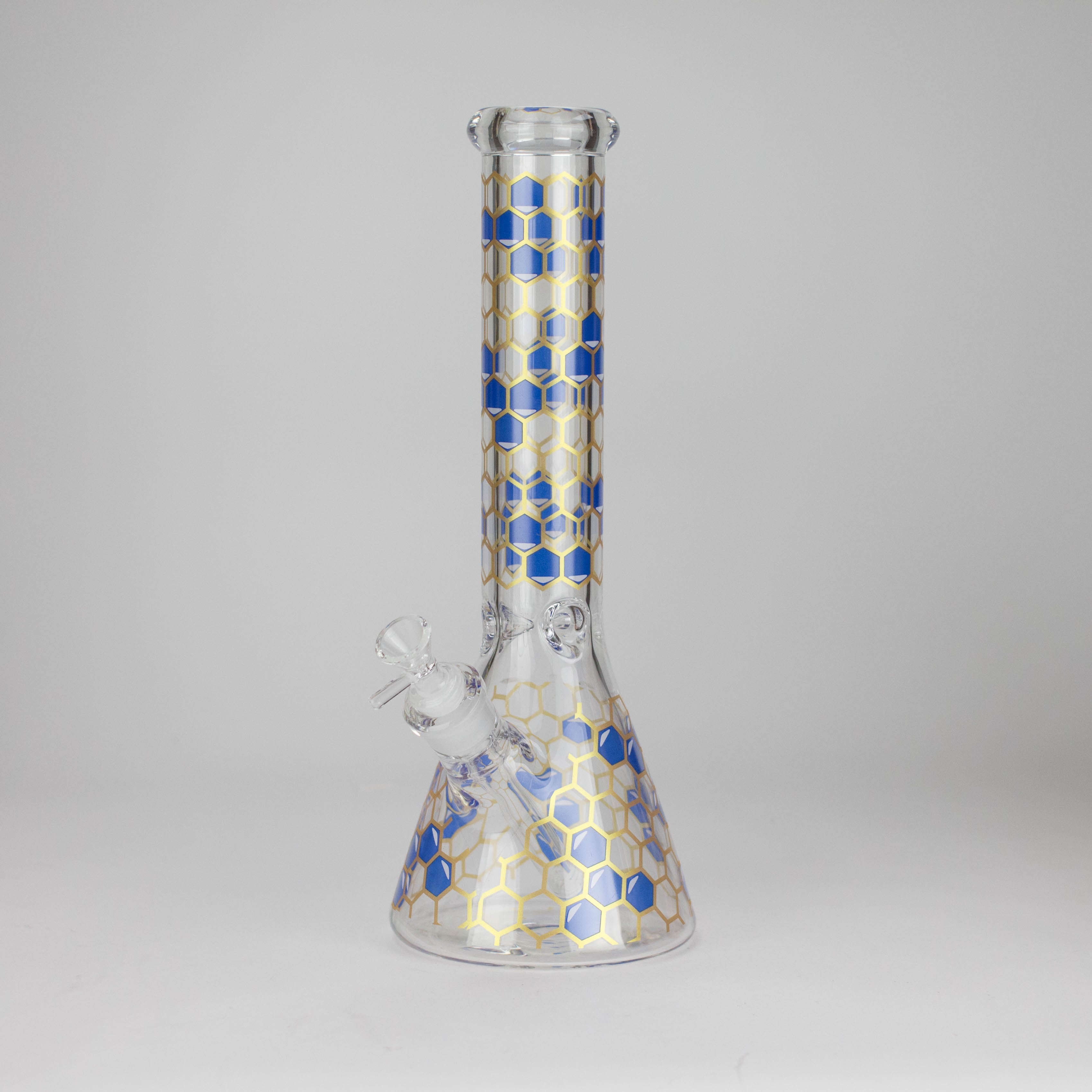 14" Beehive Design 7mm Thick Heavy Duty Glass Beaker Bong