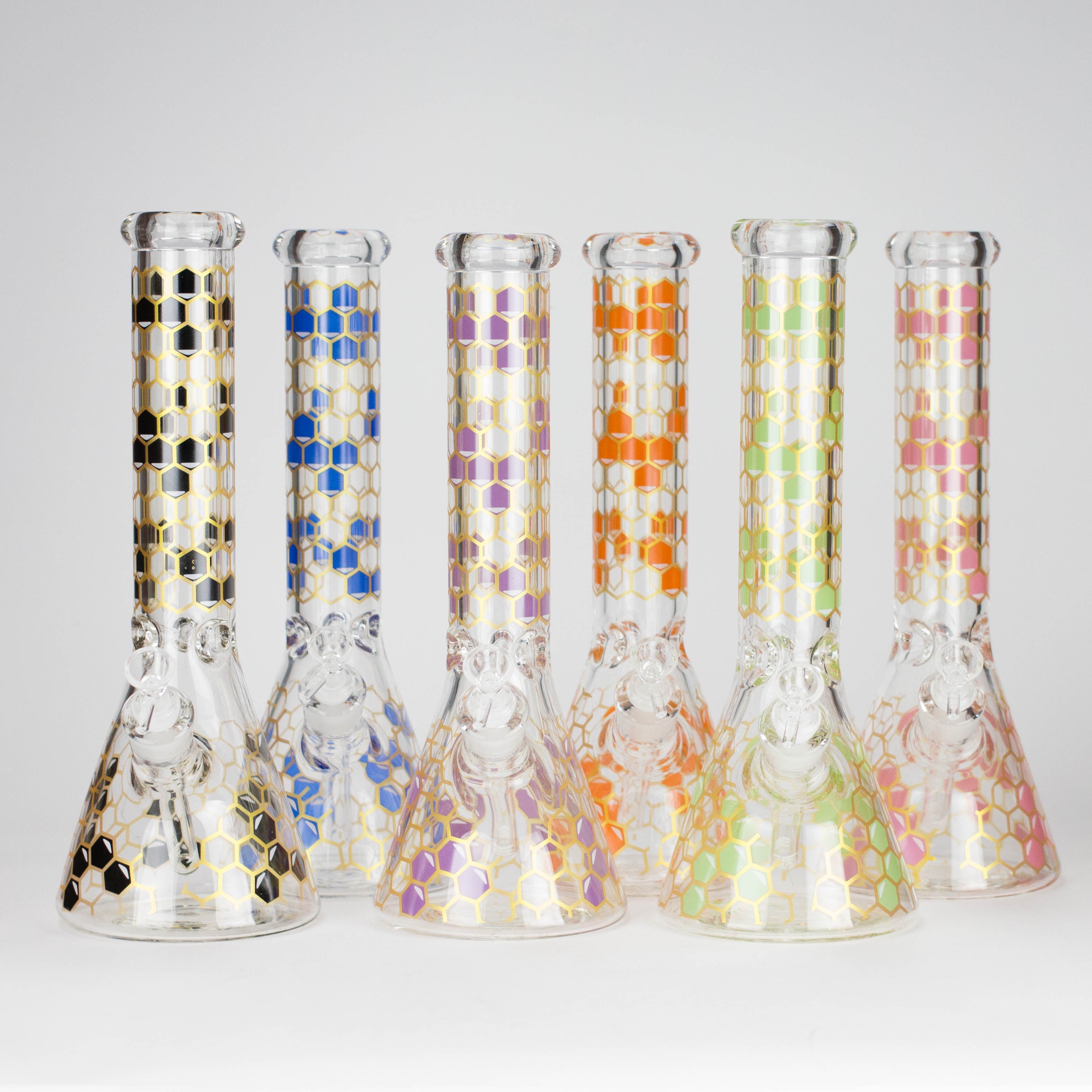 14" Beehive Design 7mm Thick Heavy Duty Glass Beaker Bong