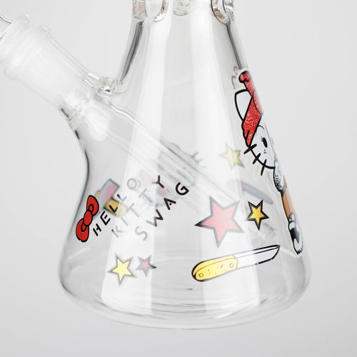 10" Wild Kitty Design Glass Beaker Bong