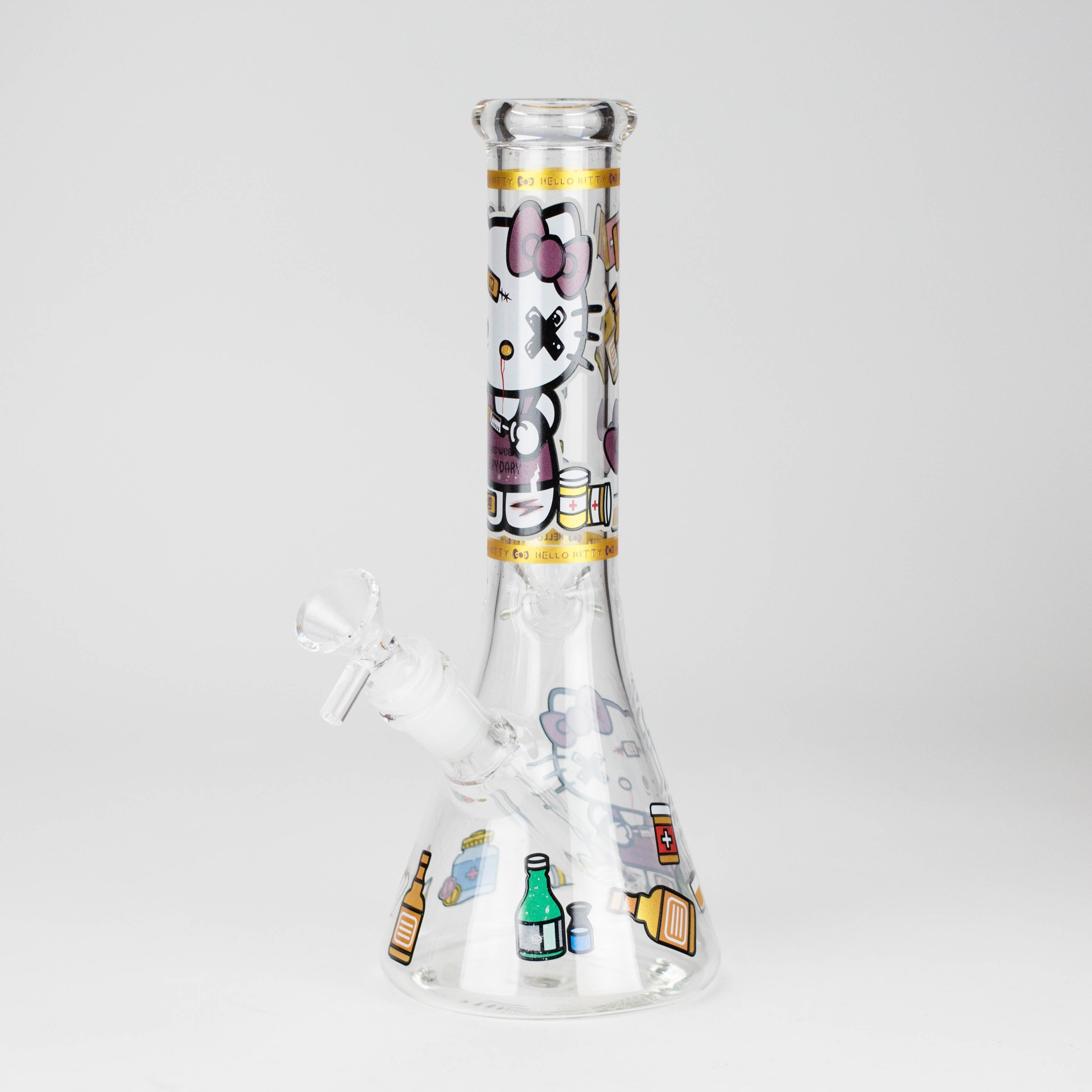 10" Wild Kitty Design Glass Beaker Bong