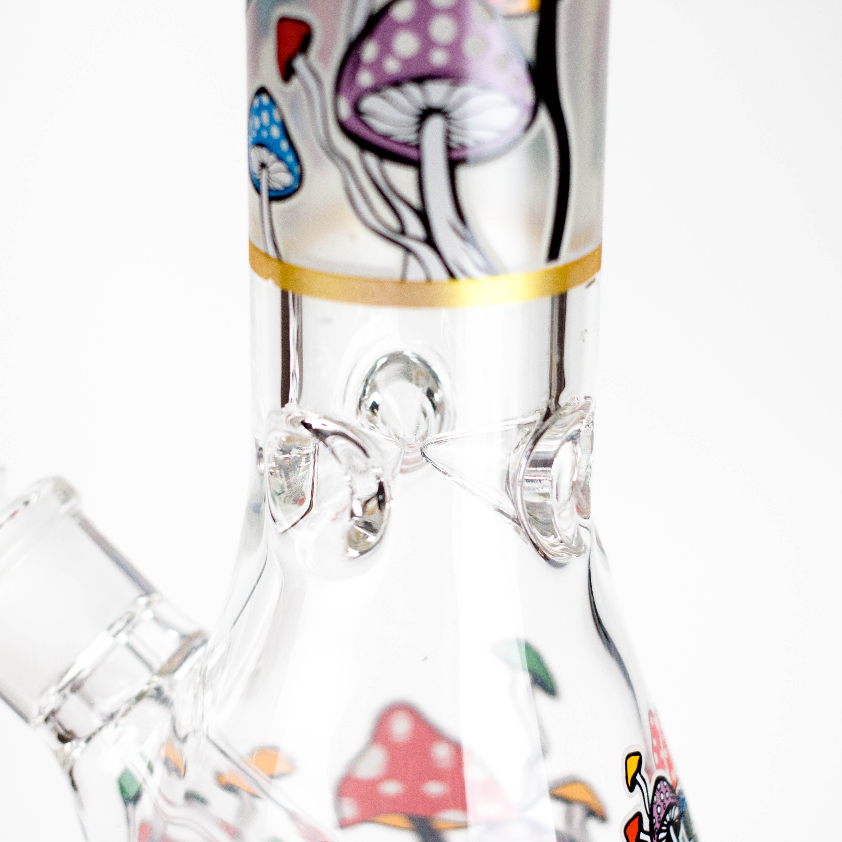 14" Mushroom Skull Design 7mm Thick Heavy Duty Glass Beaker Bong - Glow in the Dark