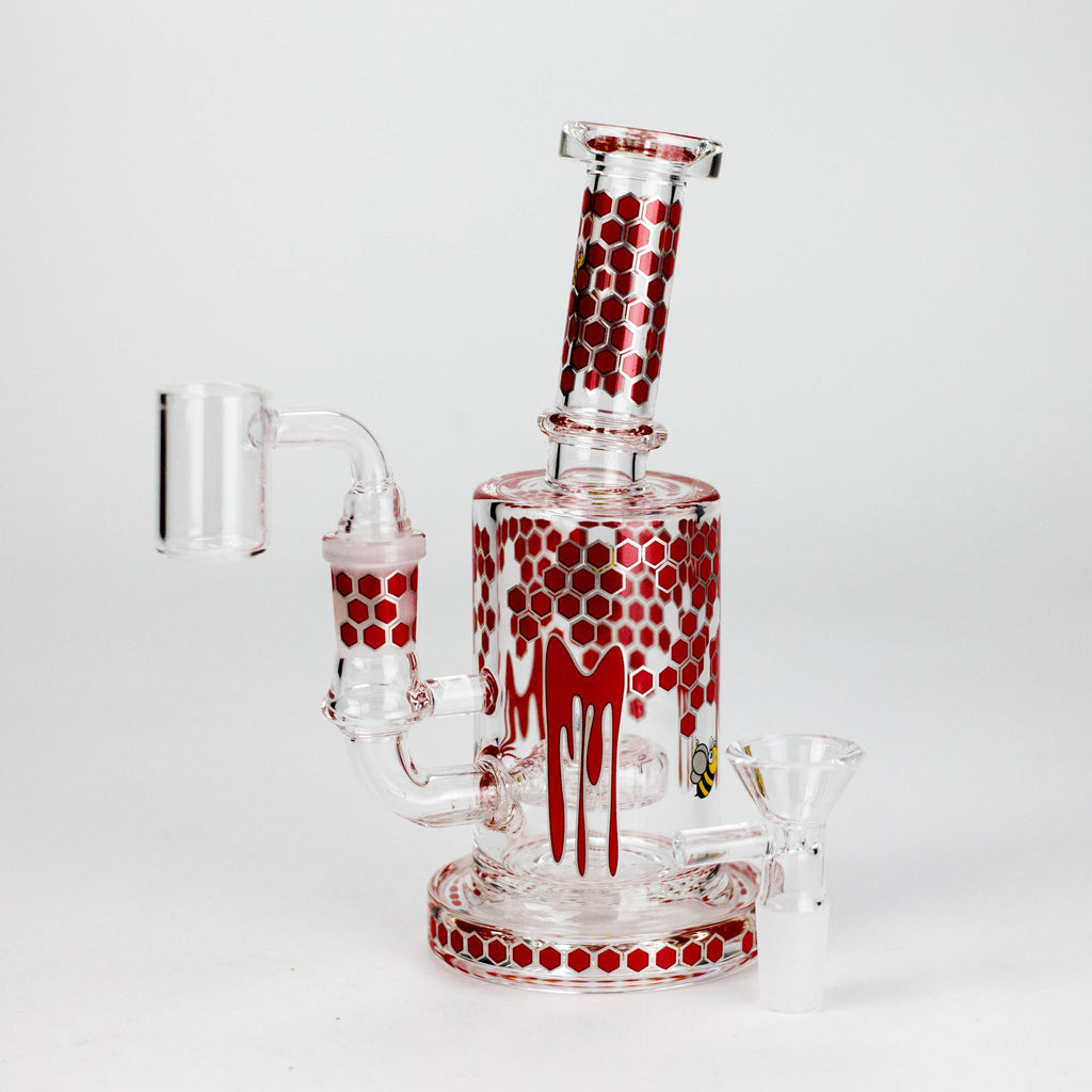 7" 2-in-1 Beehive Design Rig with Perc Banger & Bowl Included