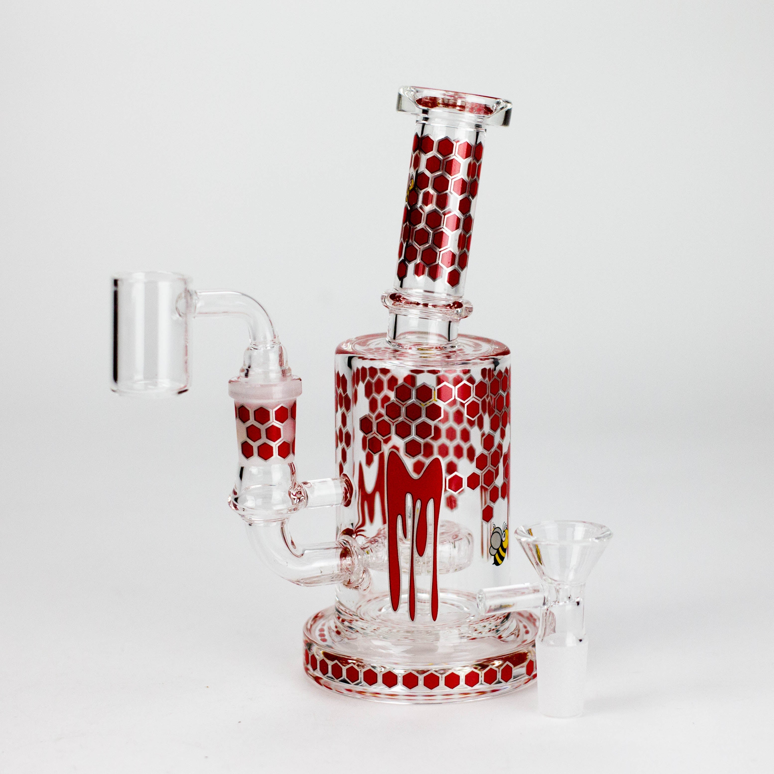 7" 2-in-1 Beehive Design Rig with Perc Banger & Bowl Included