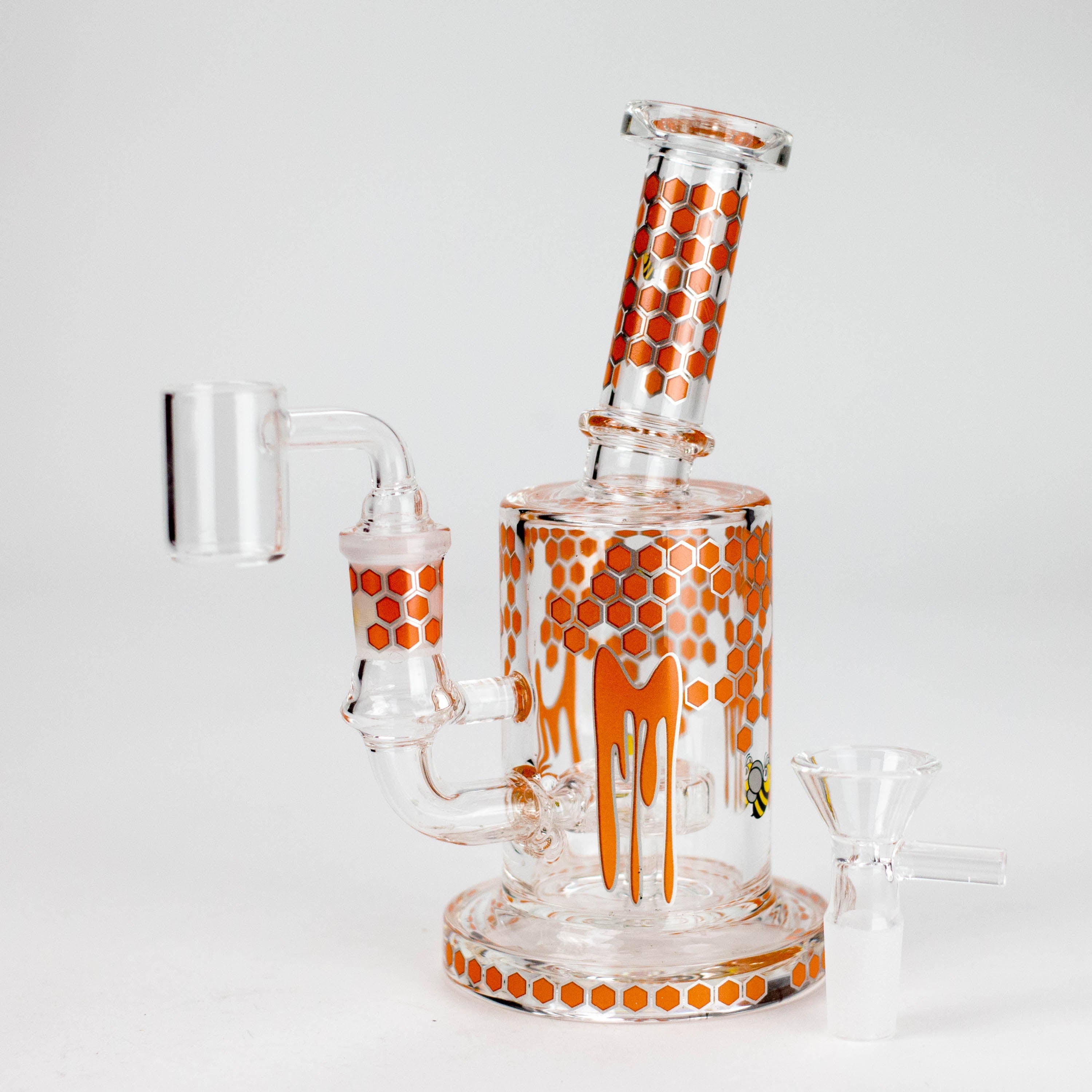 7" 2-in-1 Beehive Design Rig with Perc Banger & Bowl Included