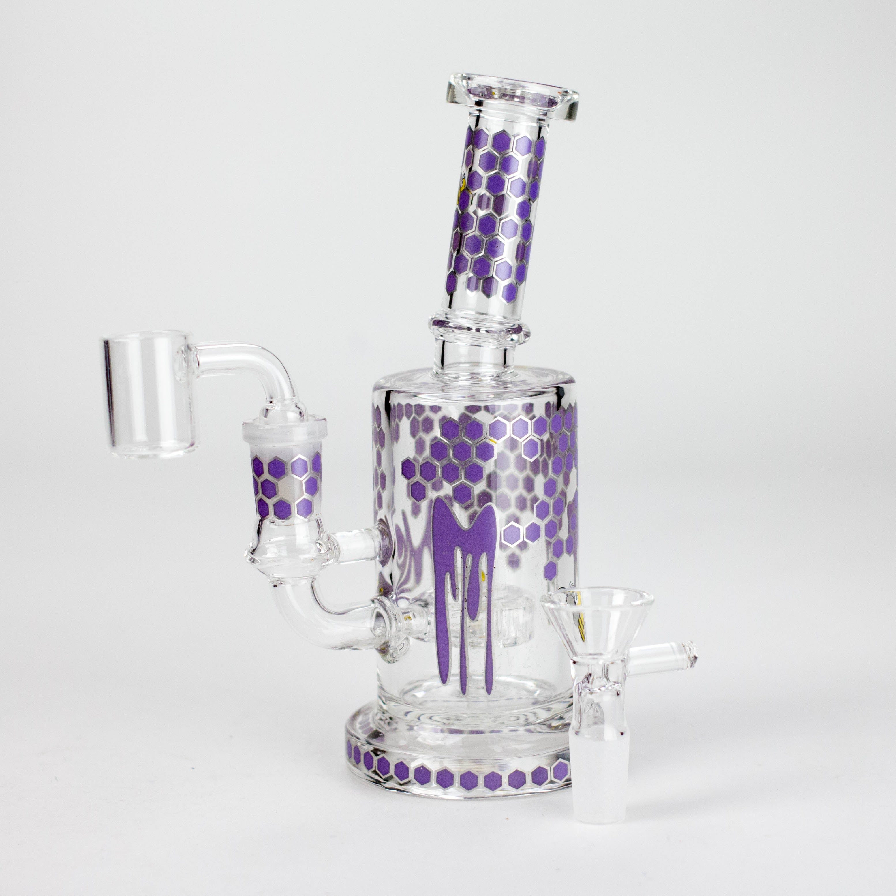 7" 2-in-1 Beehive Design Rig with Perc Banger & Bowl Included