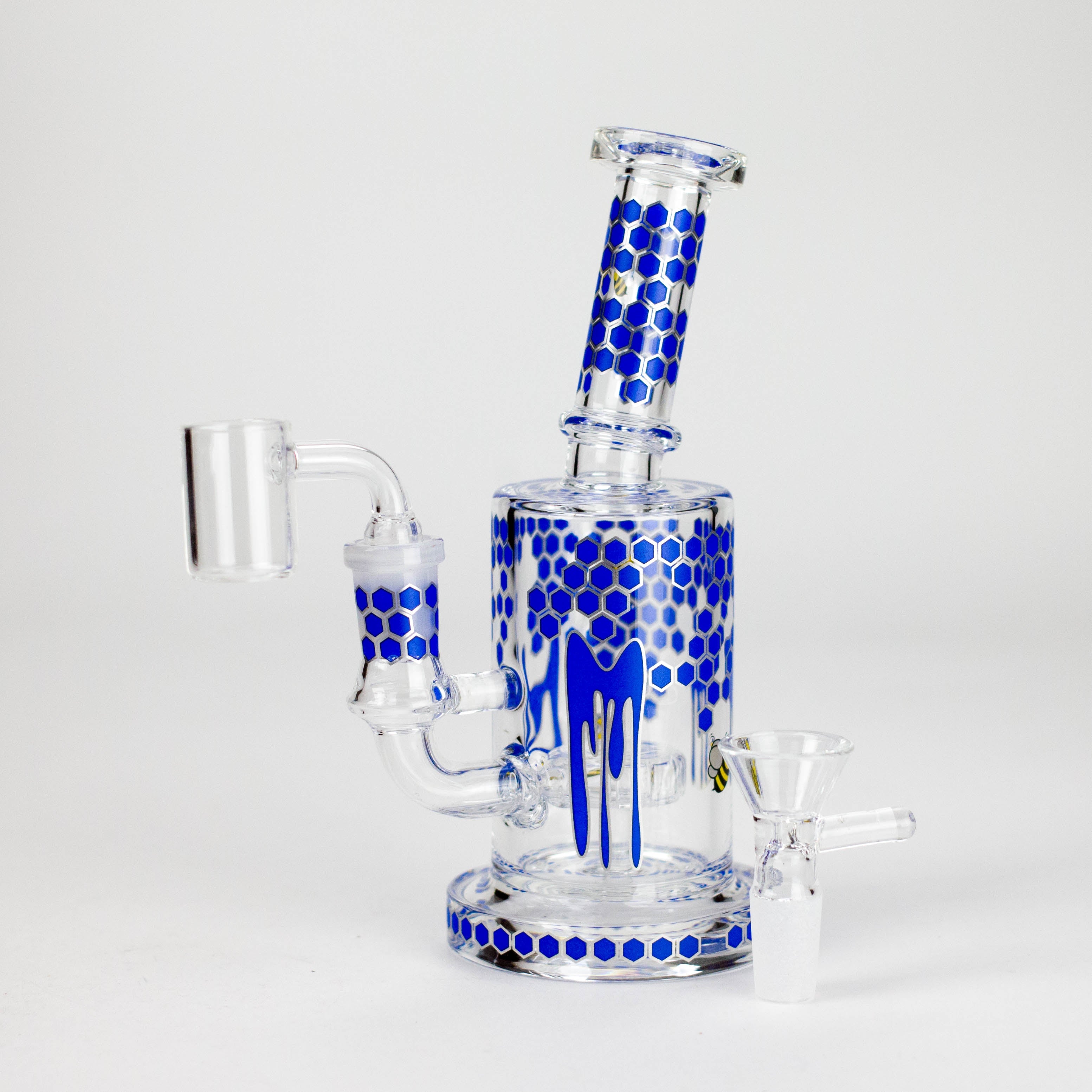 7" 2-in-1 Beehive Design Rig with Perc Banger & Bowl Included