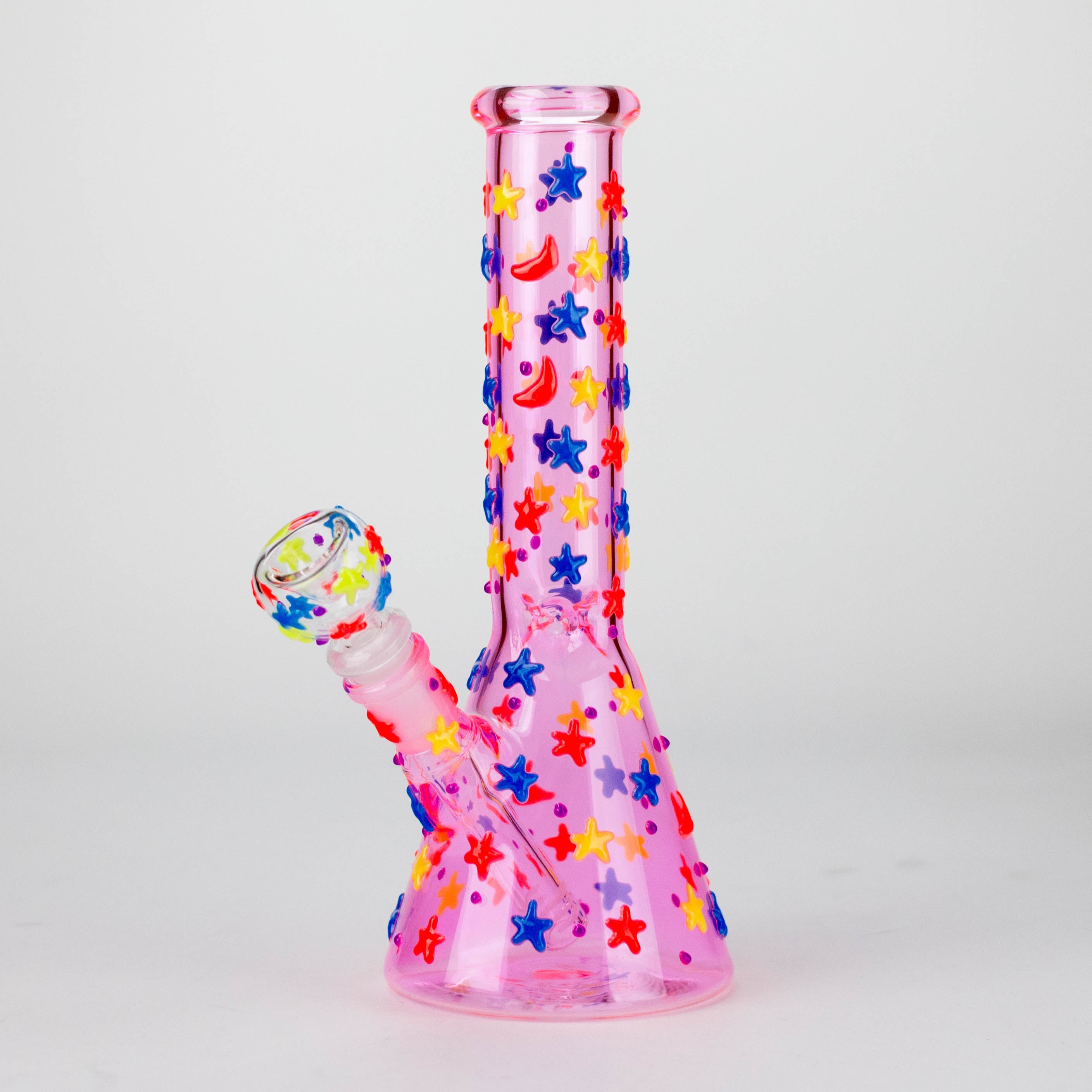 10" 3D Moon Star Design Glass Beaker Bong – Glow in the Dark