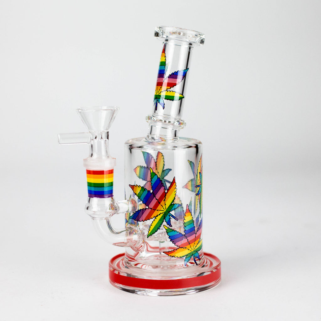 7" 2-in-1 Leaves Design Rig with Perc, Banger & Bowl Included