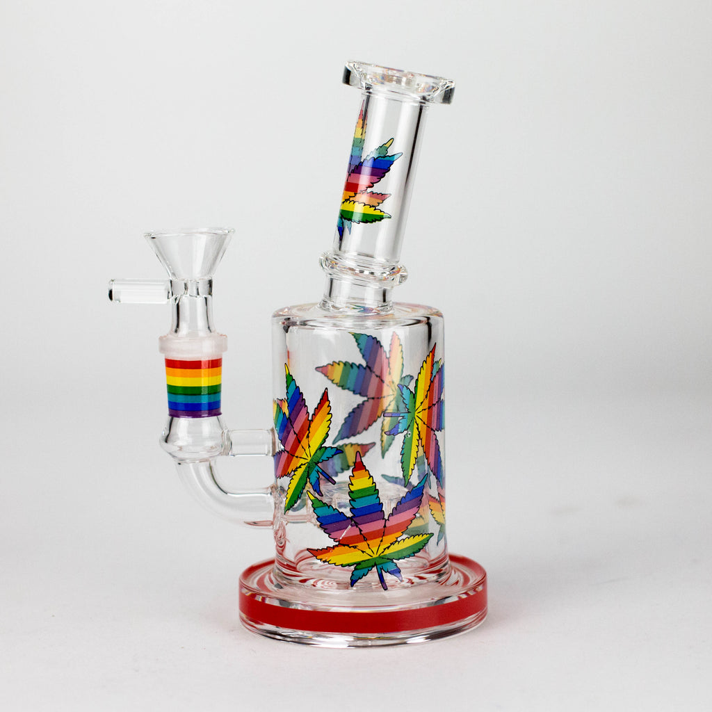 7" 2-in-1 Leaves Design Rig with Perc, Banger & Bowl Included