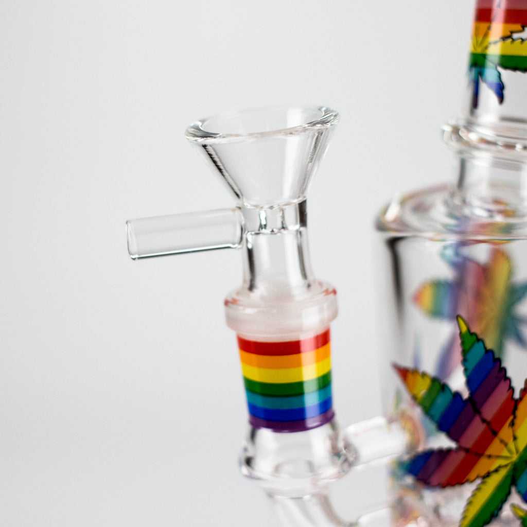 7" 2-in-1 Leaves Design Rig with Perc, Banger & Bowl Included