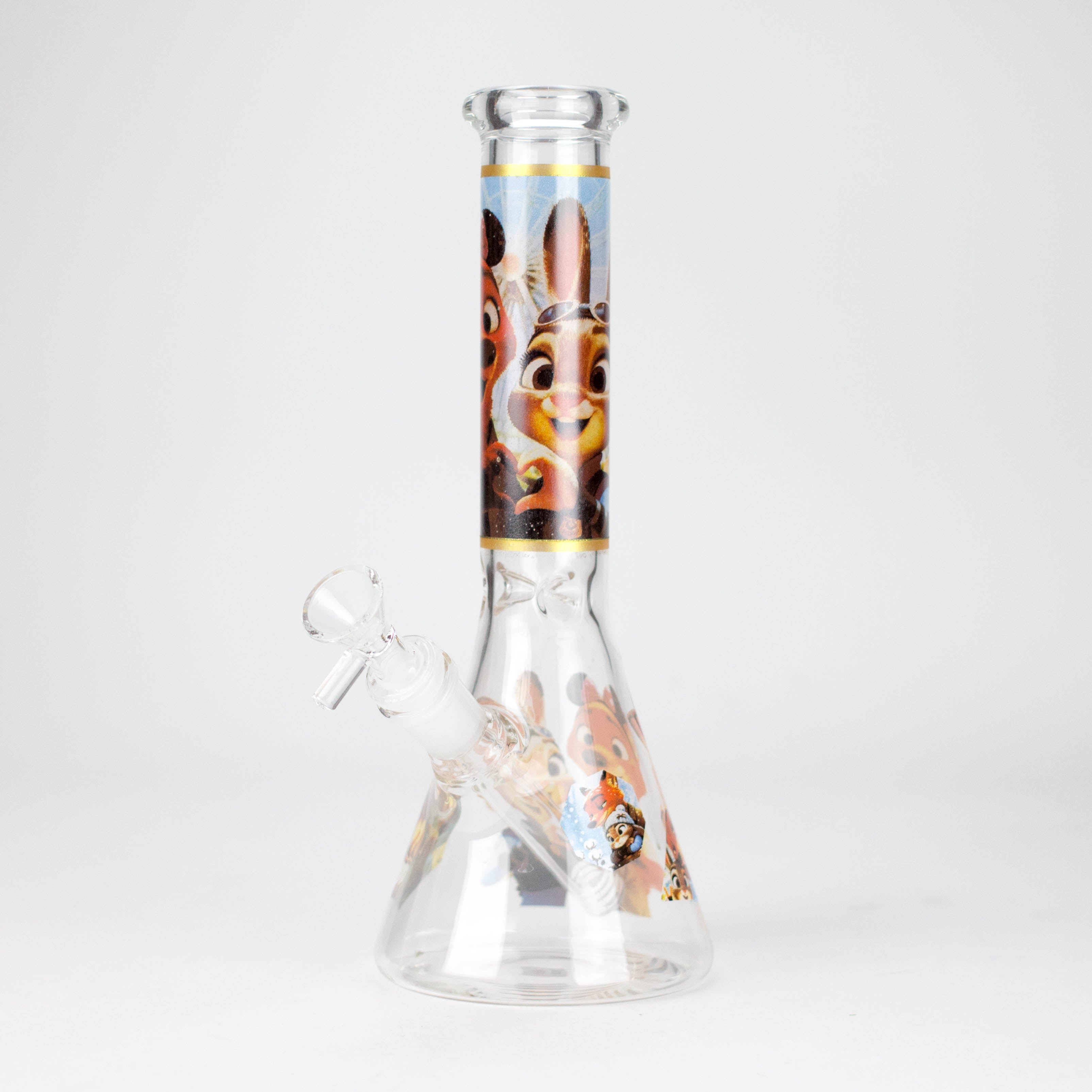 10" Fox and Bunny Design Glass Beaker Bong