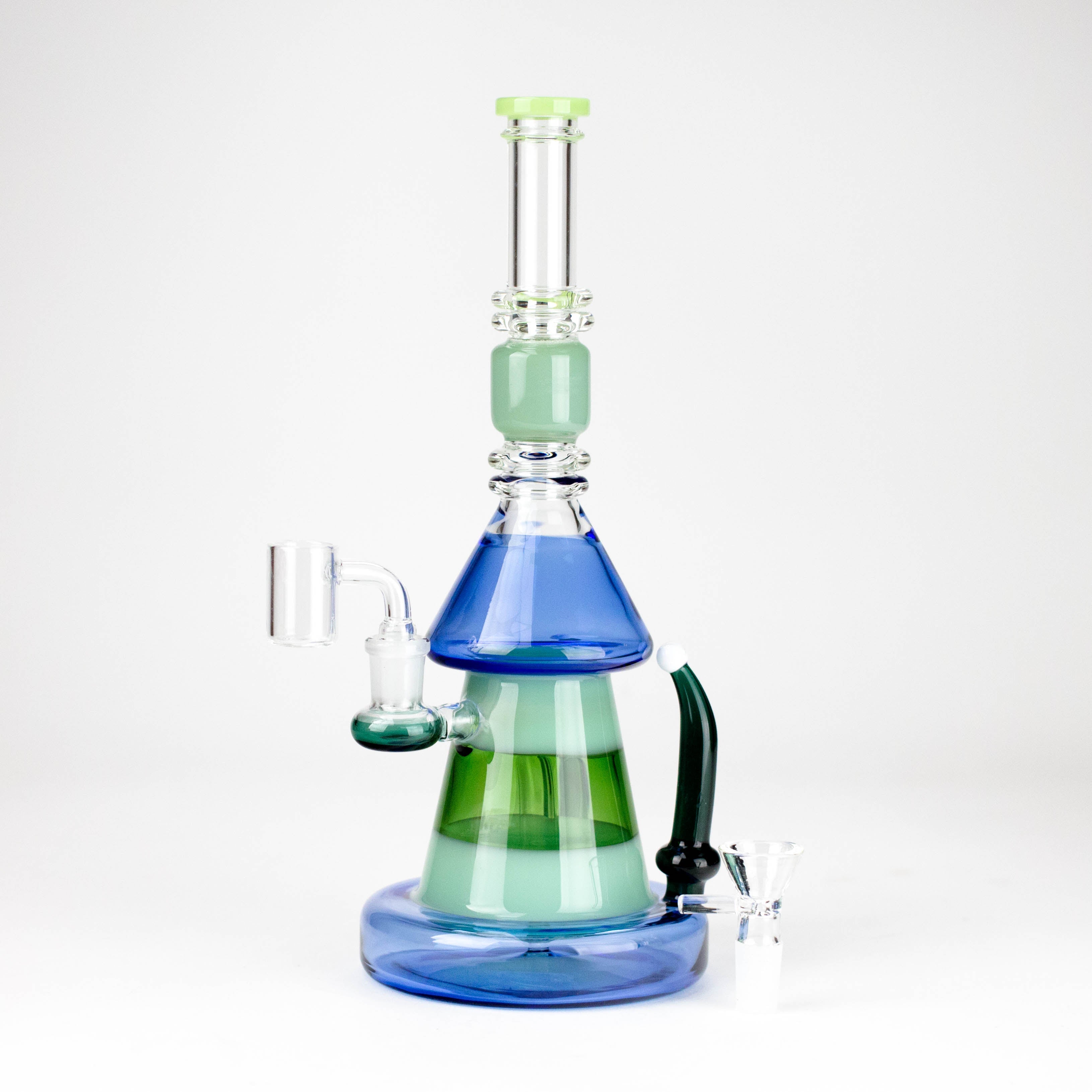 11" 2-in-1 Modern Art Glass Rig with Perc, Heavy Base, Banger & Bowl