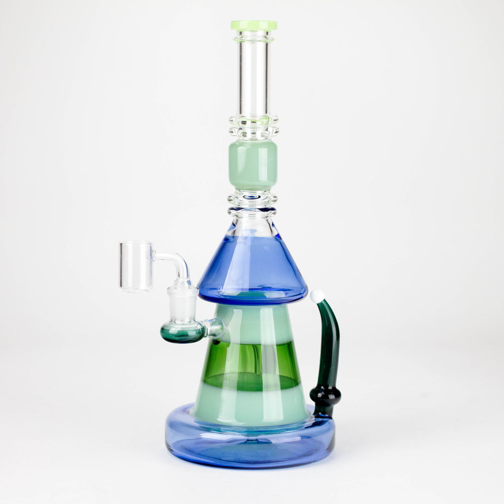 11" 2-in-1 Modern Art Glass Rig with Perc, Heavy Base, Banger & Bowl