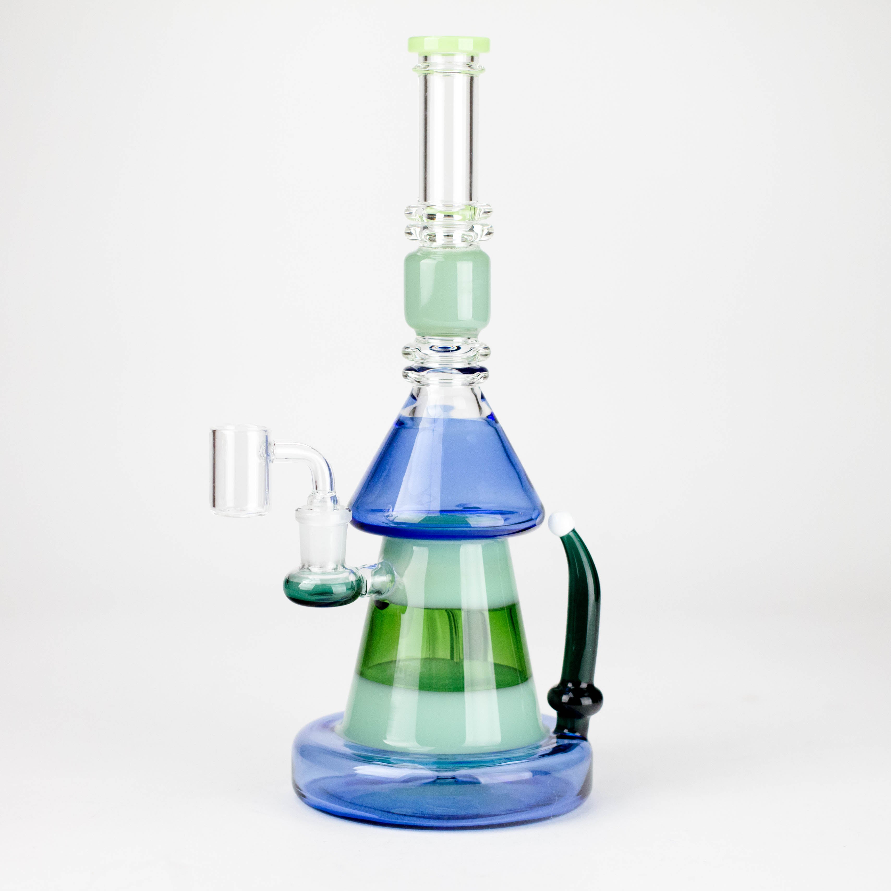 11" 2-in-1 Modern Art Glass Rig with Perc, Heavy Base, Banger & Bowl