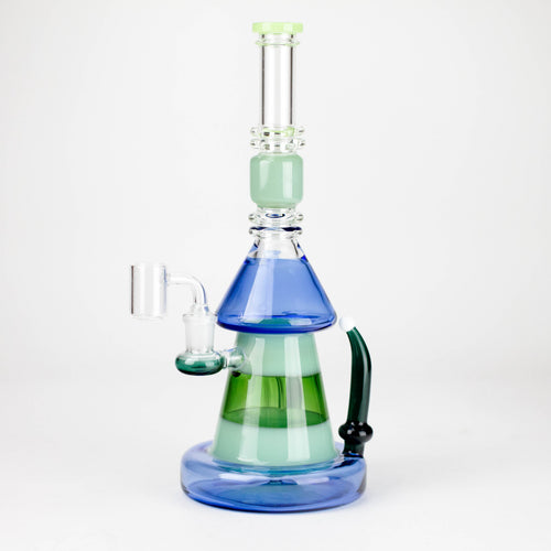 11" 2-in-1 Modern Art Glass Rig with Perc, Heavy Base, Banger & Bowl
