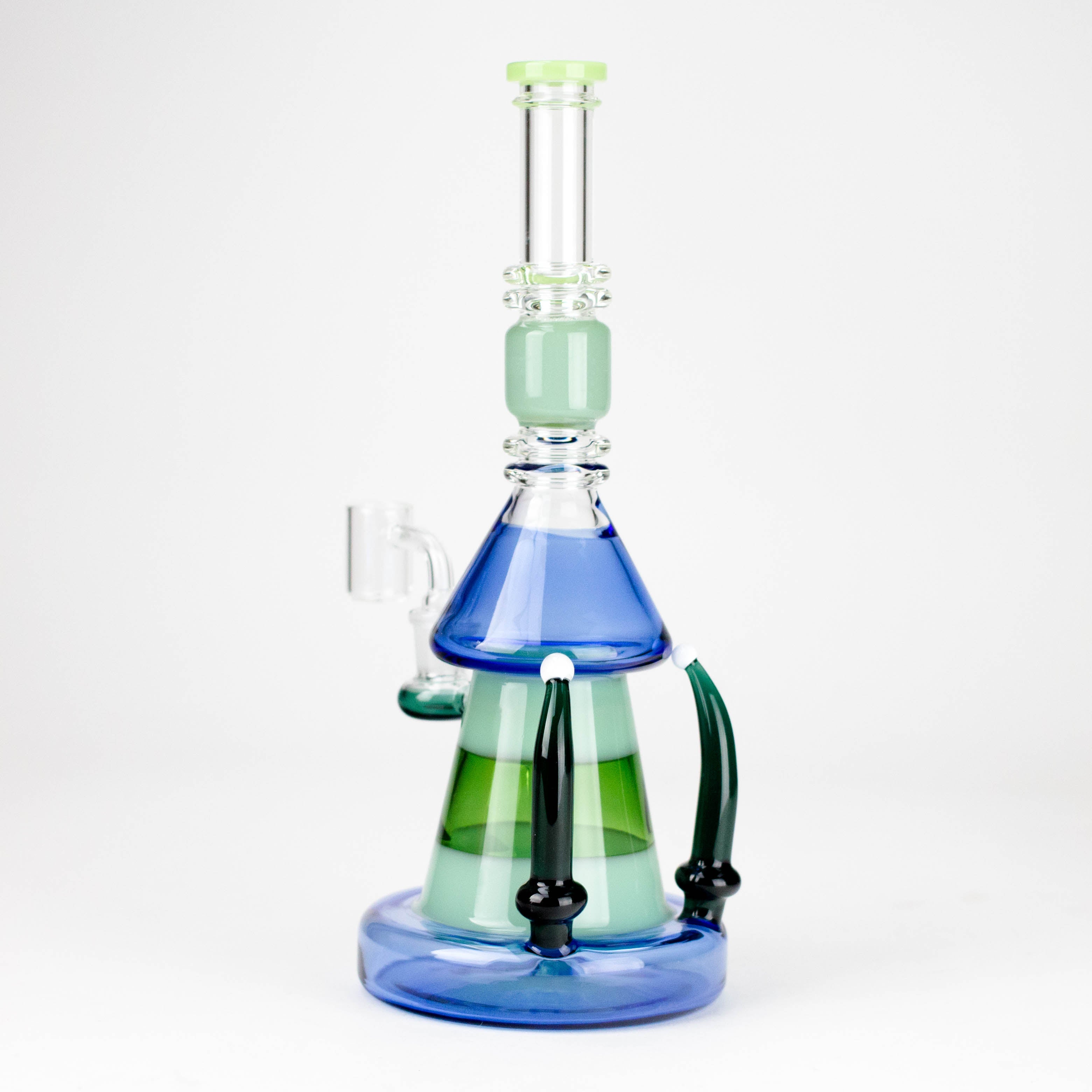 11" 2-in-1 Modern Art Glass Rig with Perc, Heavy Base, Banger & Bowl