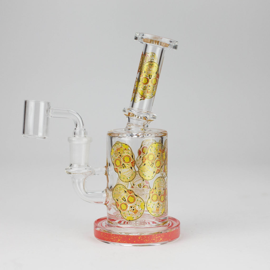 7" 2-in-1 Sugar Skull Design Rig with Perc, Banger & Bowl Included