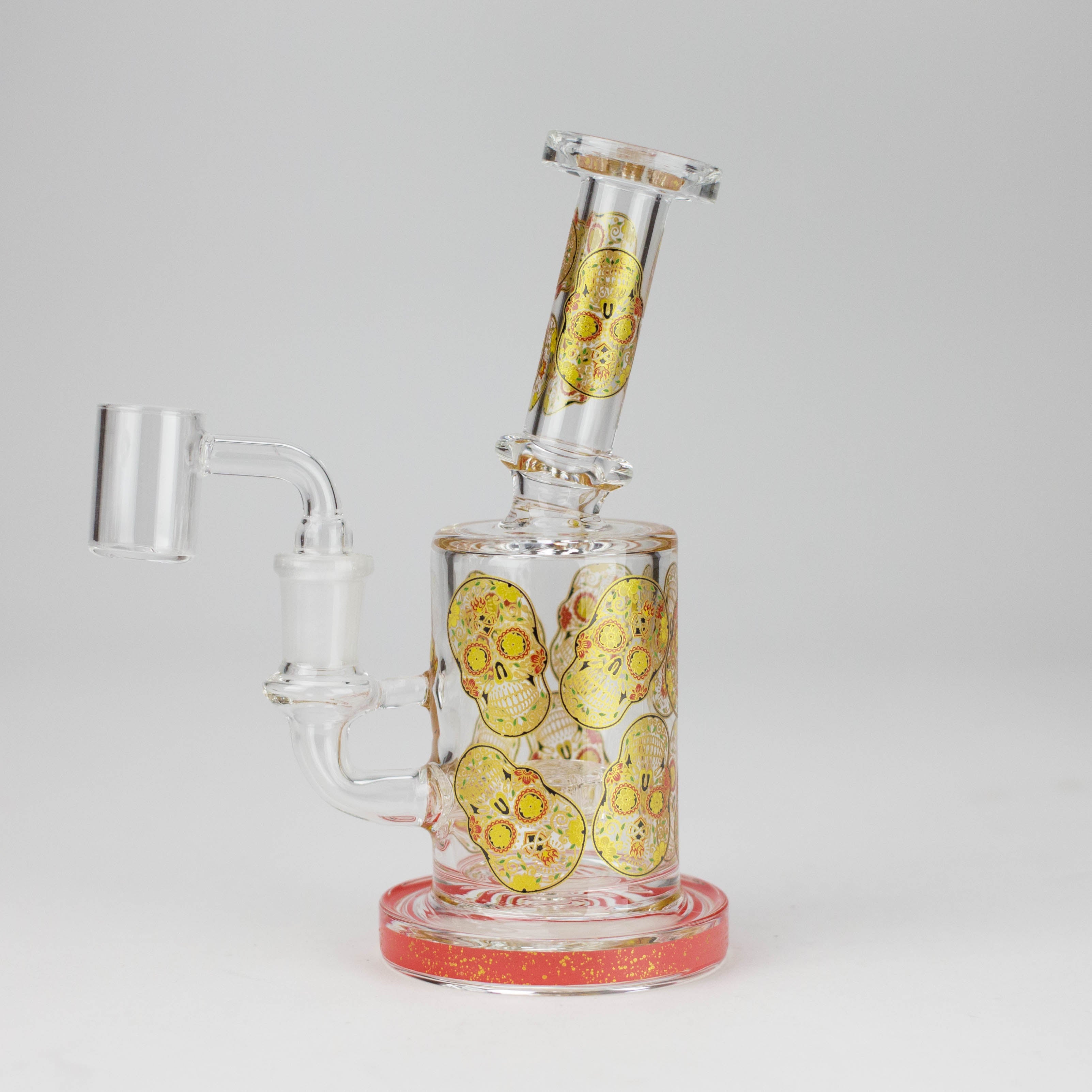 7" 2-in-1 Sugar Skull Design Rig with Perc, Banger & Bowl Included