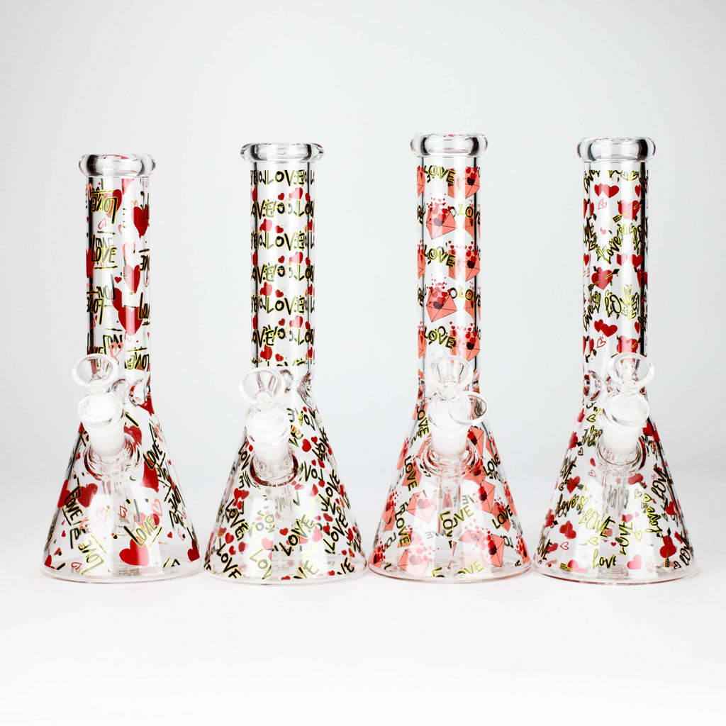 10" Love Design Glass Beaker Bong