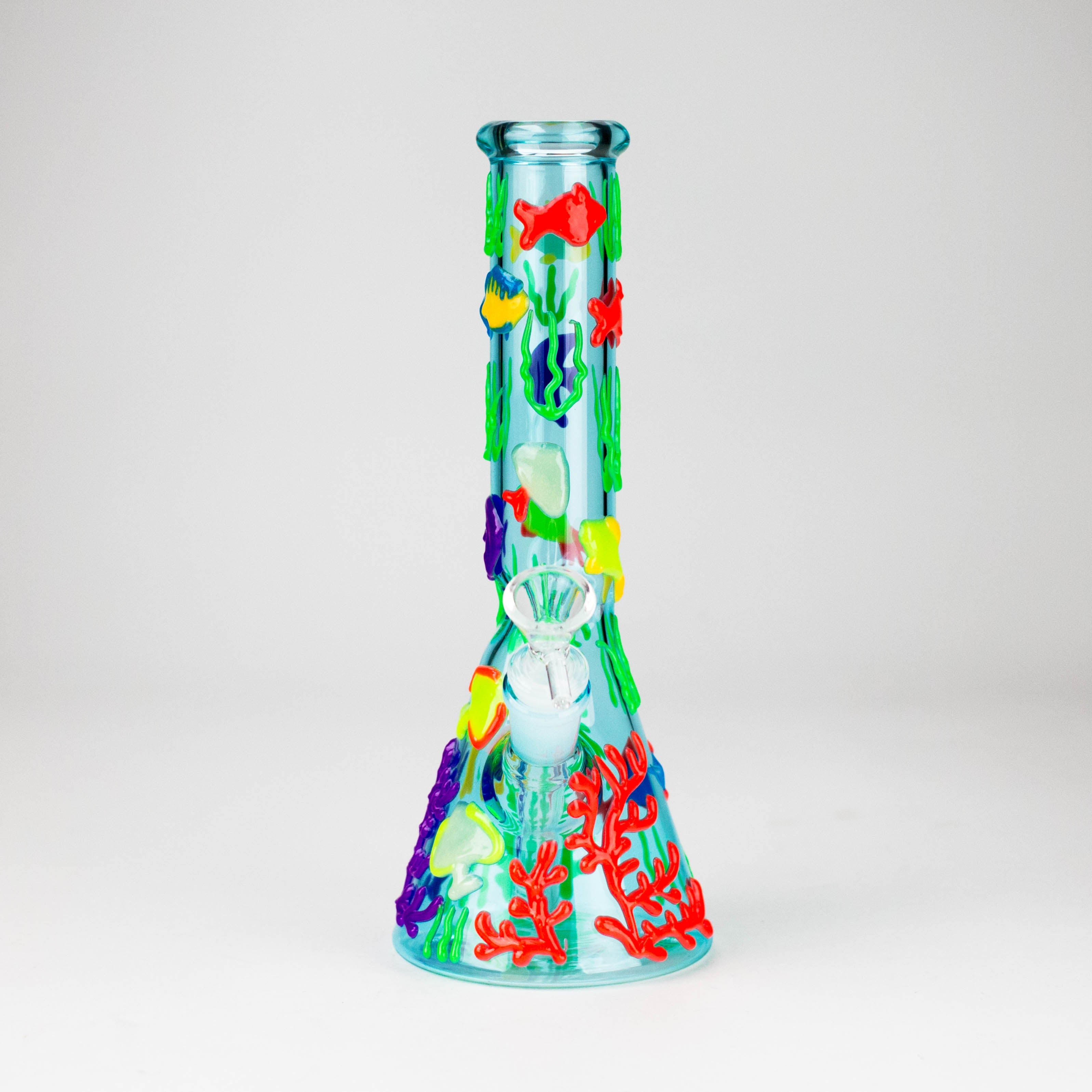 10" 3D Under The Sea Design Glass Beaker Bong-Glow in the dark