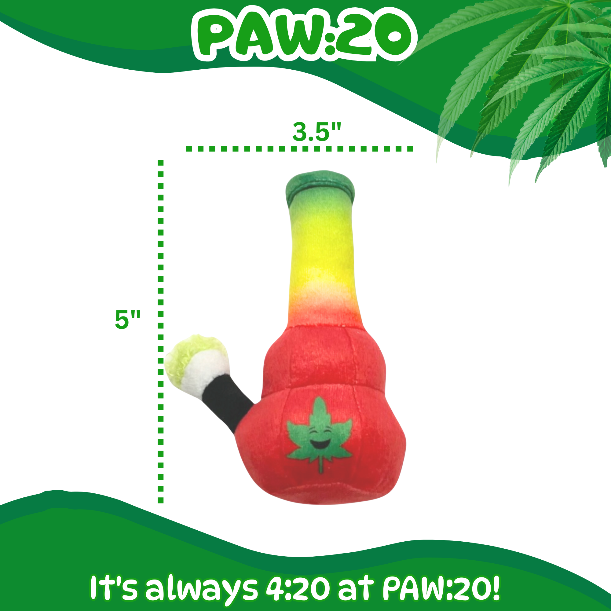 Lil Bo da Bong- Parody Plush Rasta Color Catnip Cat Toy - 5"