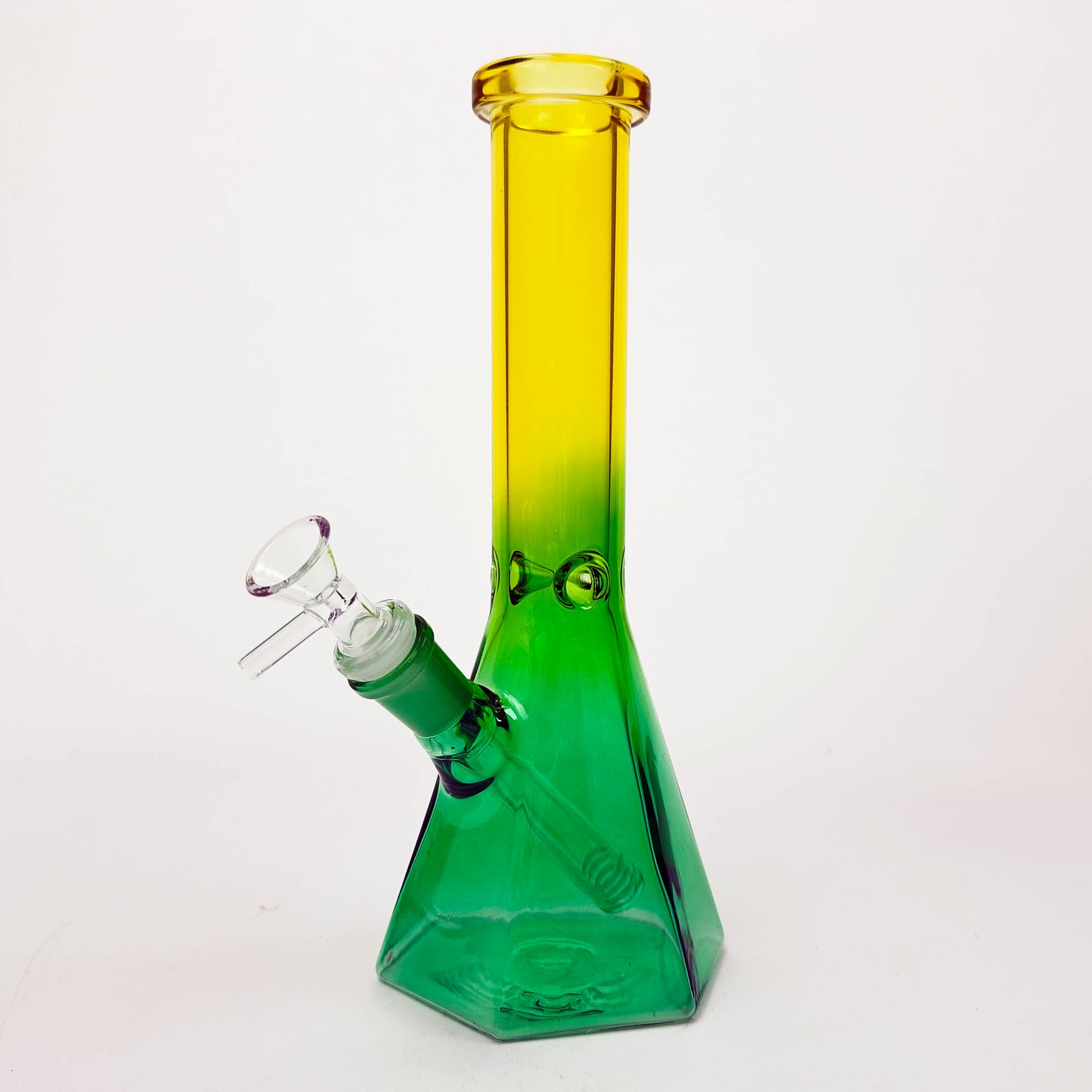 10" Two-Tone Color Glass Beaker Bong with Octagon Base
