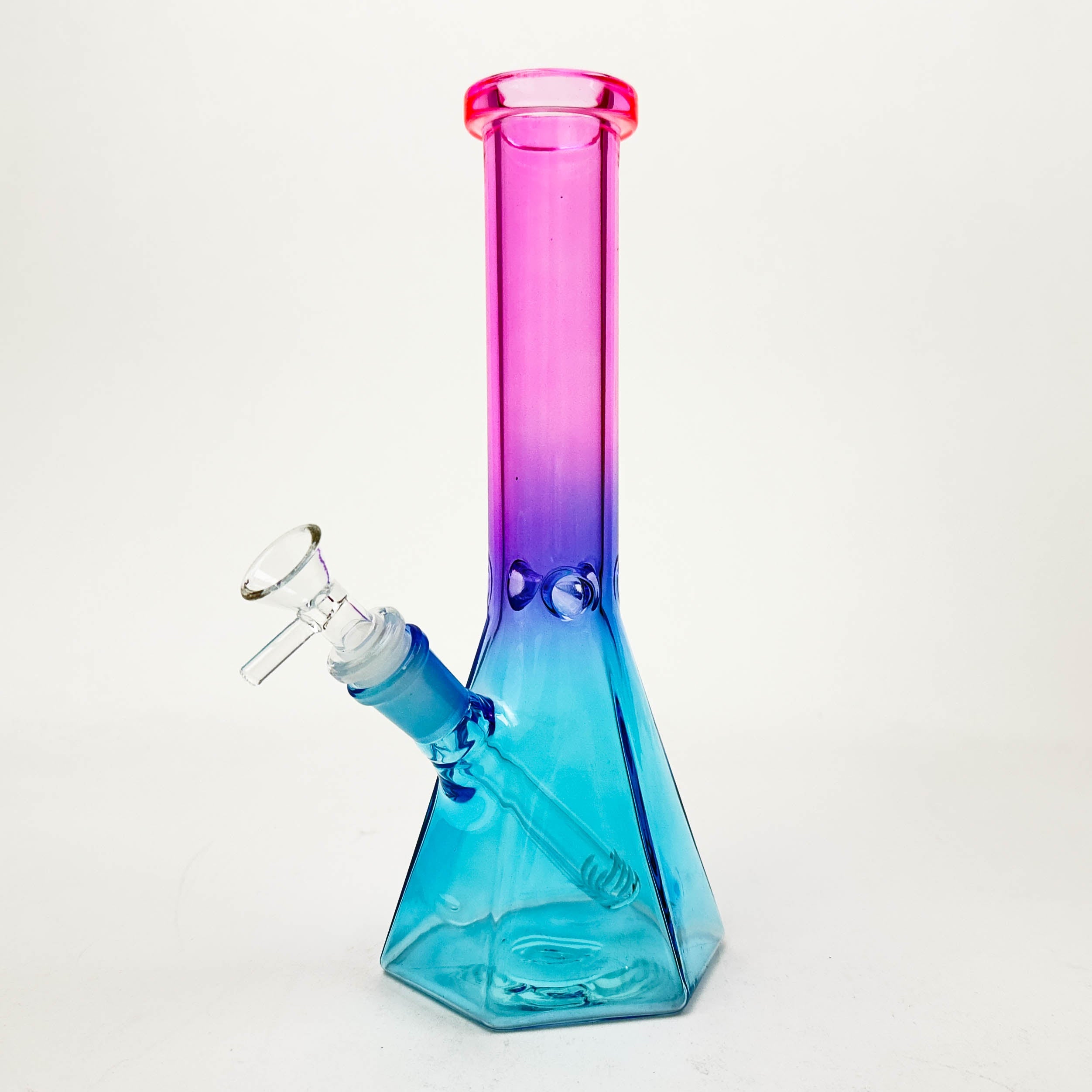 10" Two-Tone Color Glass Beaker Bong with Octagon Base