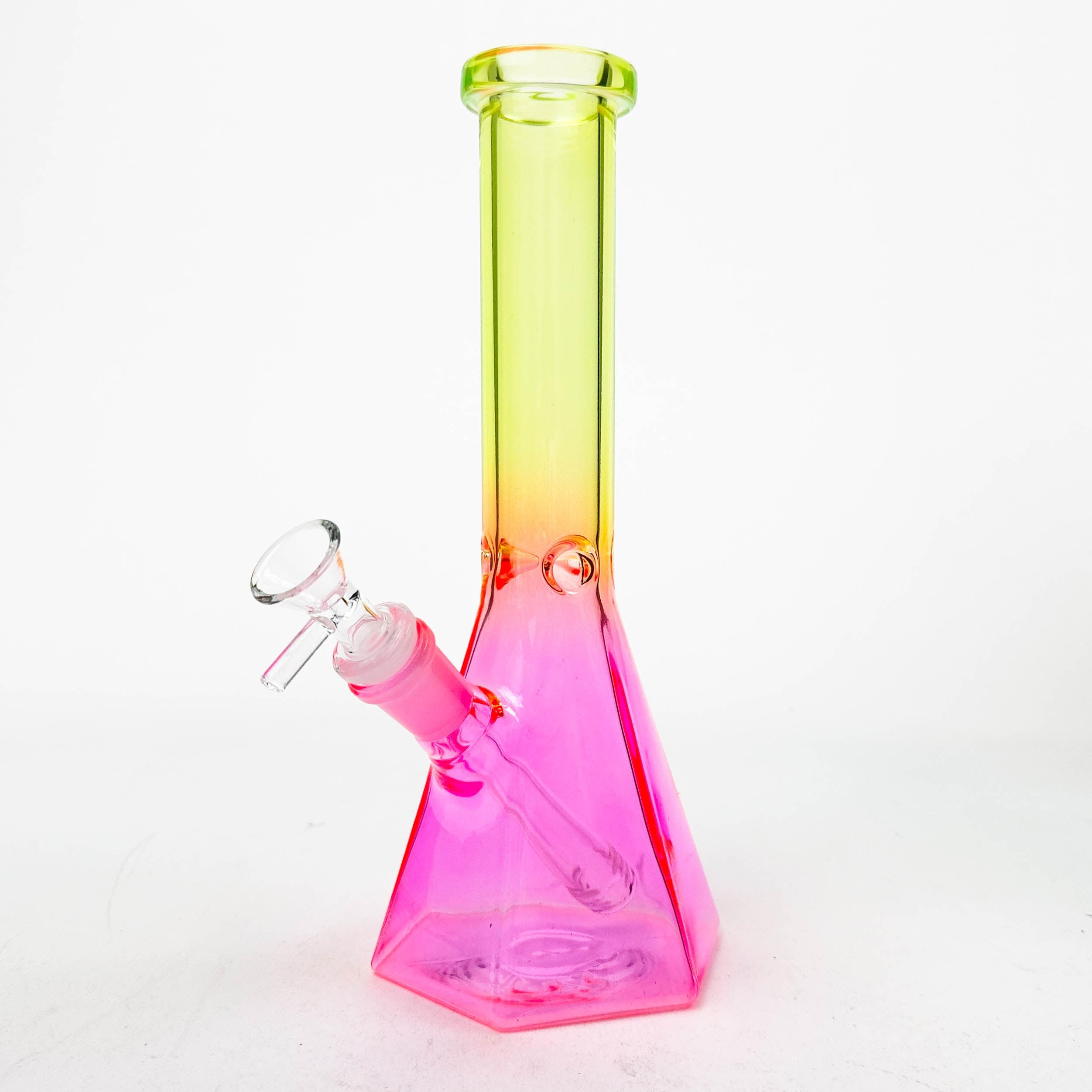10" Two-Tone Color Glass Beaker Bong with Octagon Base