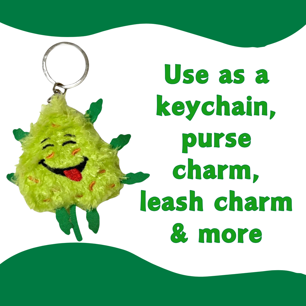 Bud the Weed Nug Keychain - Stuffed Parody Pot Nug - 2"