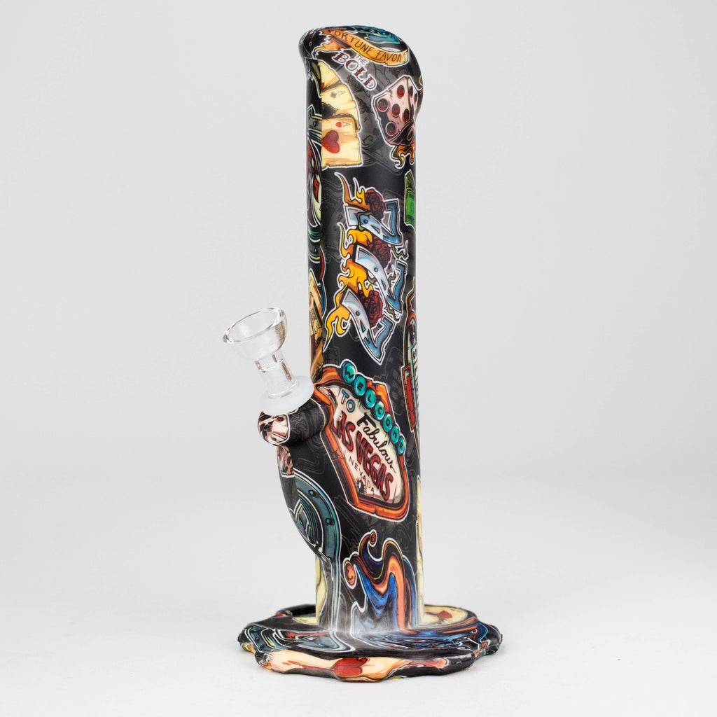 HIT | Art Silicone 10" Tube Water pipe with Glass bowl [HIT313]-Assorted designs