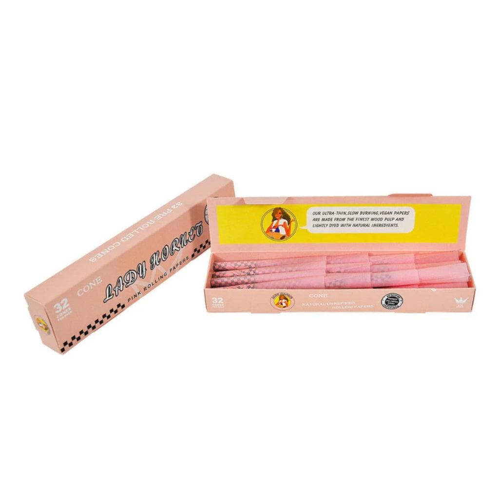 Lady Hornet Pink Pre-Rolled Cones – 78mm | Natural Unrefined Rolling Papers