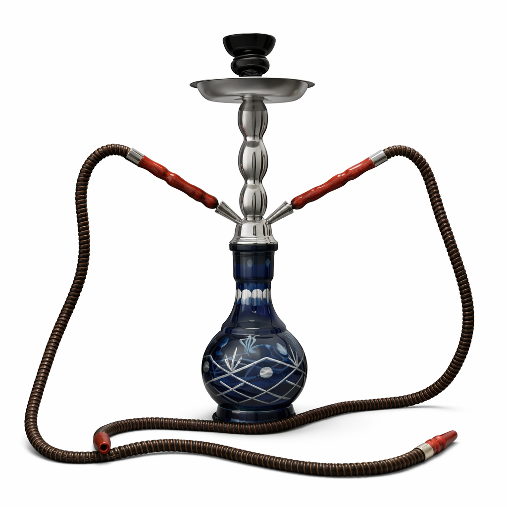 18" Traditional Dual Hose Glass Hookah – Classic Engraved Design