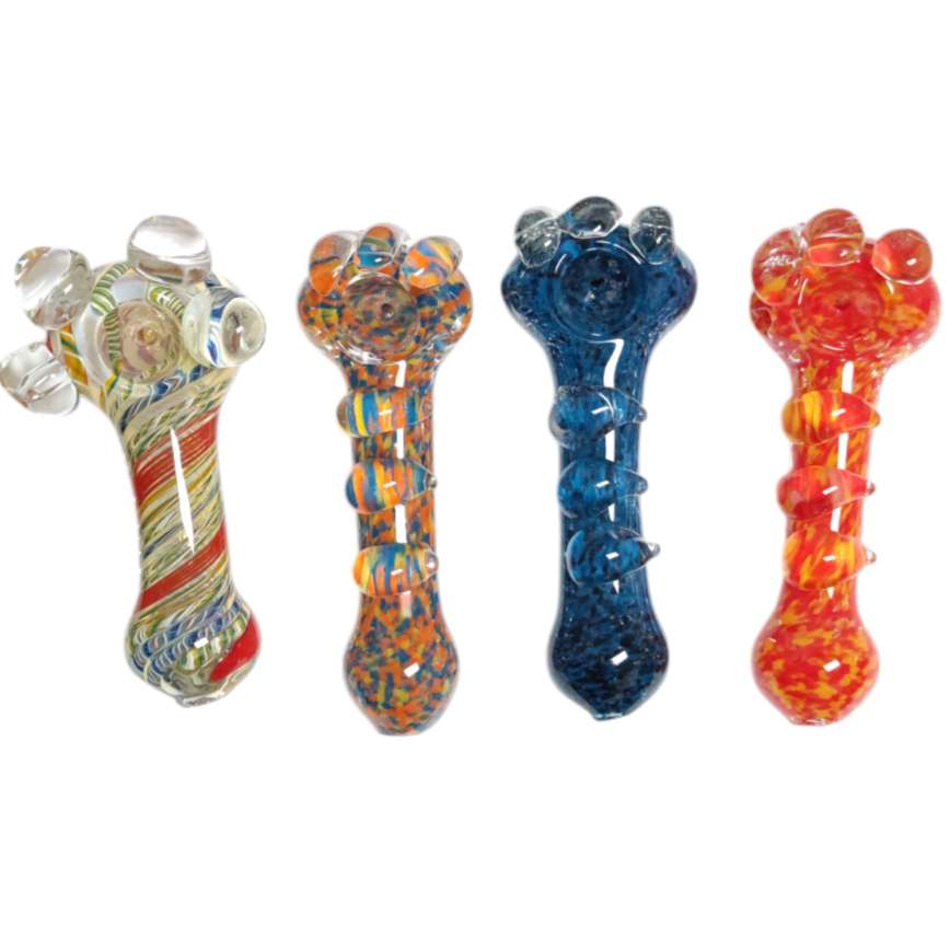 5" Heavy-Duty Glass Hand Pipe – Assorted Colors-2CT