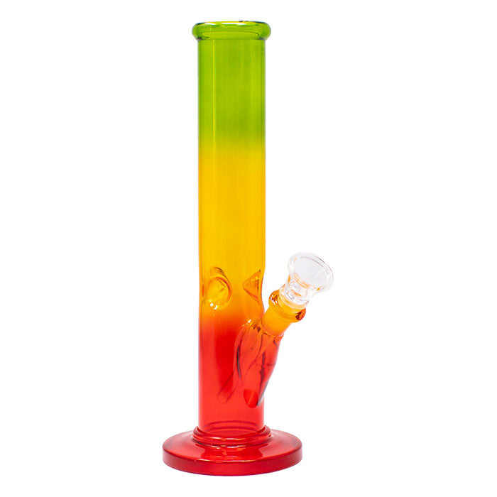 10" Rasta Colored Cylindrical Medium Glass Bong