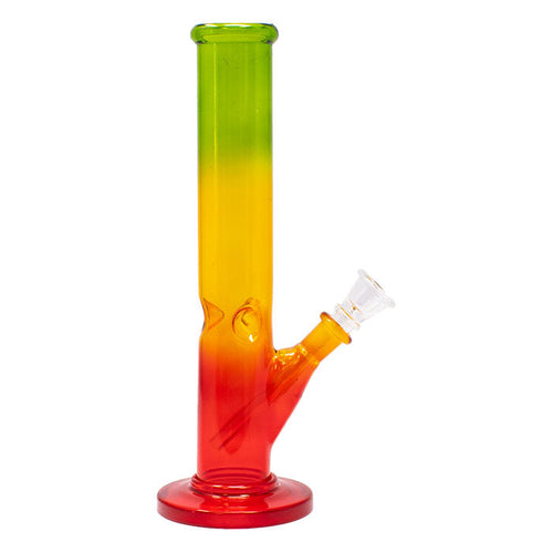 10" Rasta Colored Cylindrical Medium Glass Bong