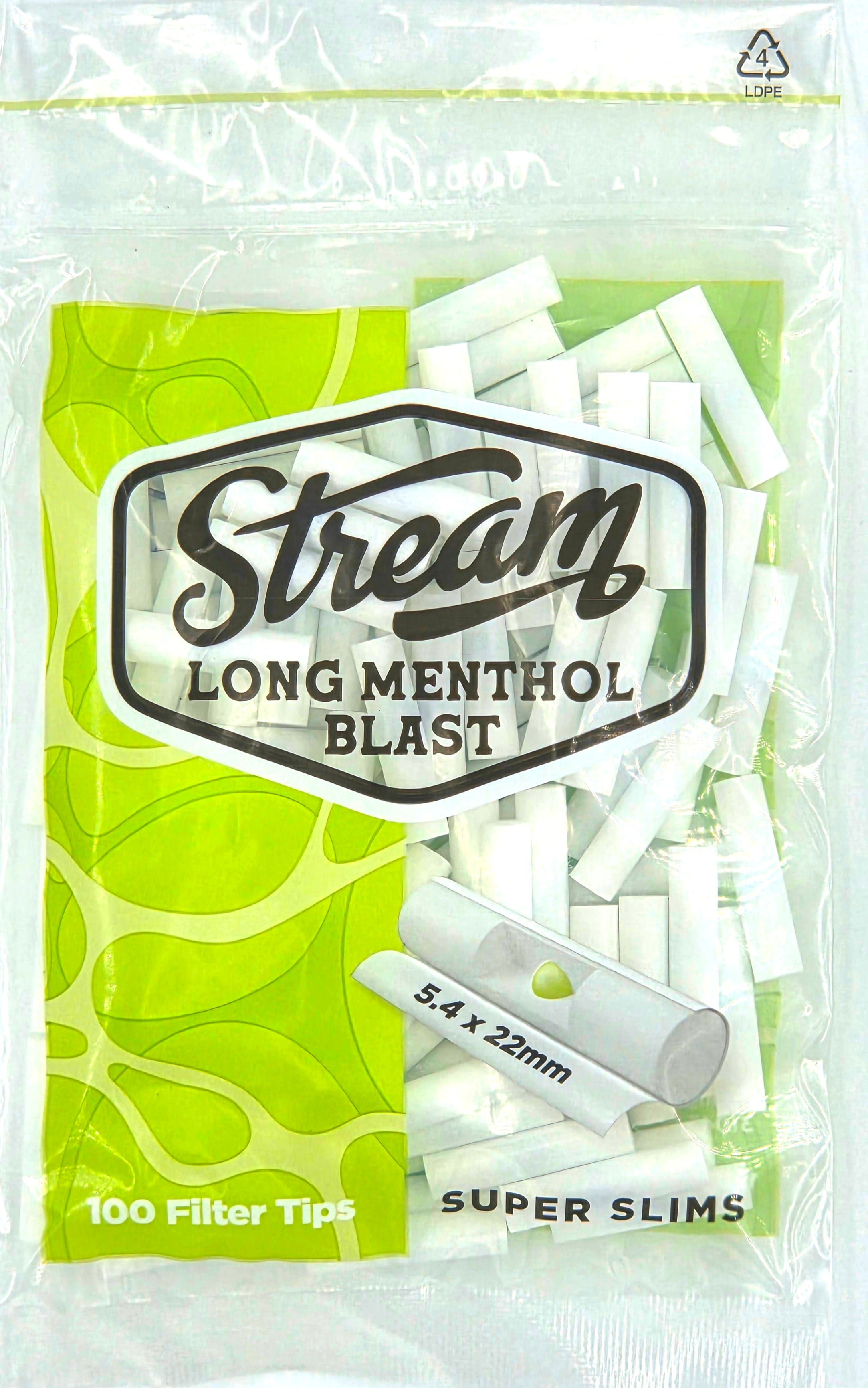 STREAM | Super Slims Long Menthol Blast RYO Filter - 12 Bags (Menthol Capsule Type)